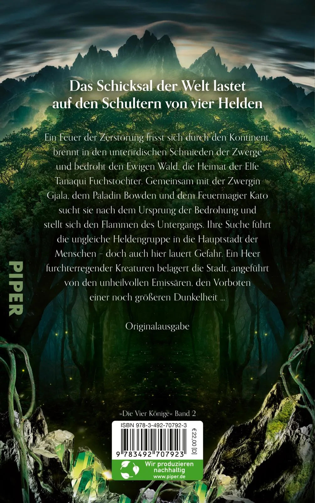 Buchrückseite von 'Weltengesang' mit Klappentext - Gebundene Ausgabe