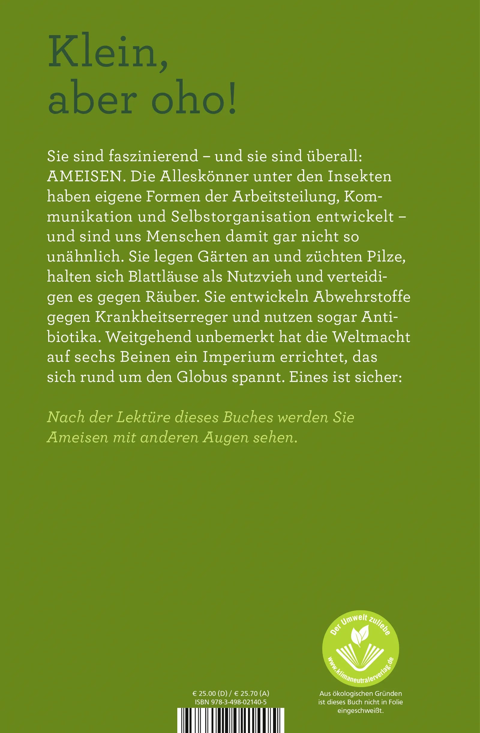 Buchrückseite von 'Weltmacht auf sechs Beinen' mit Klappentext - Gebundene Ausgabe