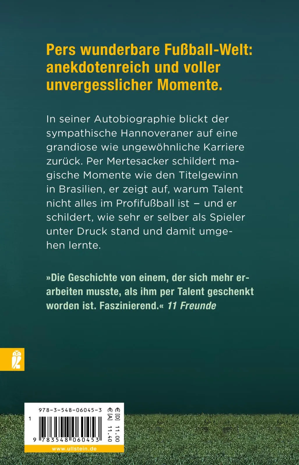 Buchrückseite von 'Weltmeister ohne Talent' mit Klappentext - Taschenbuch