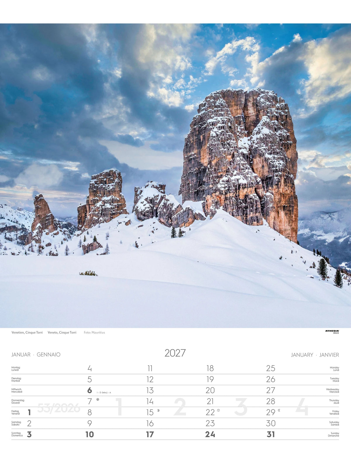 Weltnaturerbe Dolomiten Kalender 2027 – Ansicht