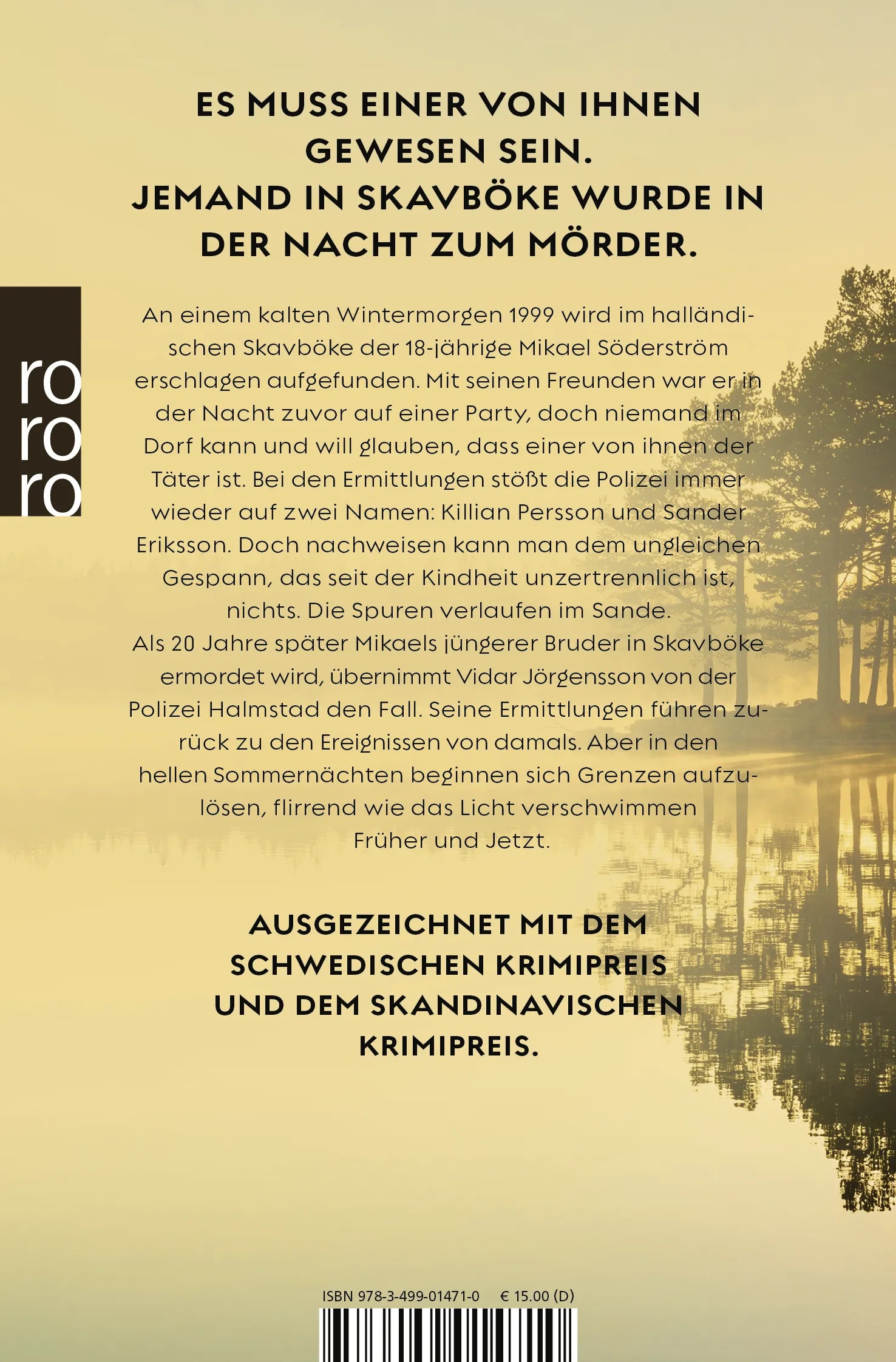 Buchrückseite von 'Wenn die Nacht endet' mit Klappentext - Taschenbuch