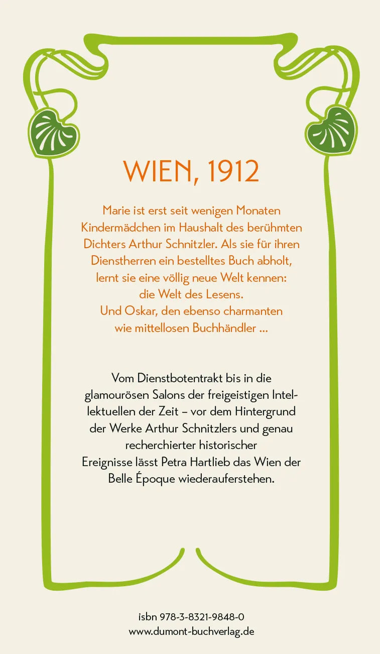 Buchrückseite von 'Wenn es Frühling wird in Wien' mit Klappentext - Gebundene Ausgabe