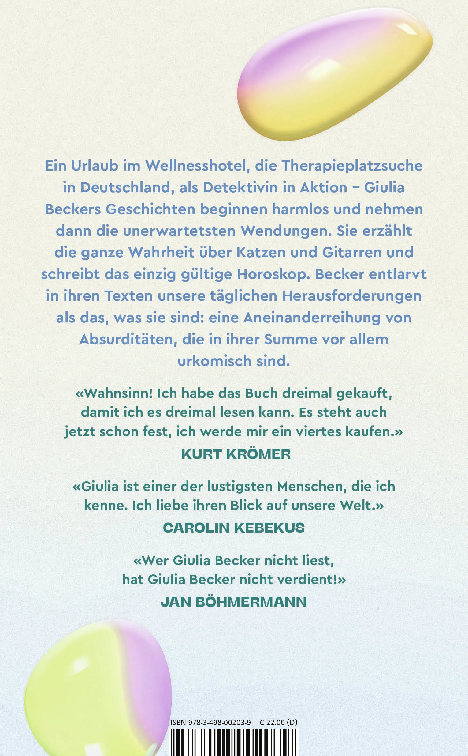 Buchrückseite von 'Wenn ich nicht Urlaub mache, macht es jemand anderes' mit Klappentext - Gebundene Ausgabe