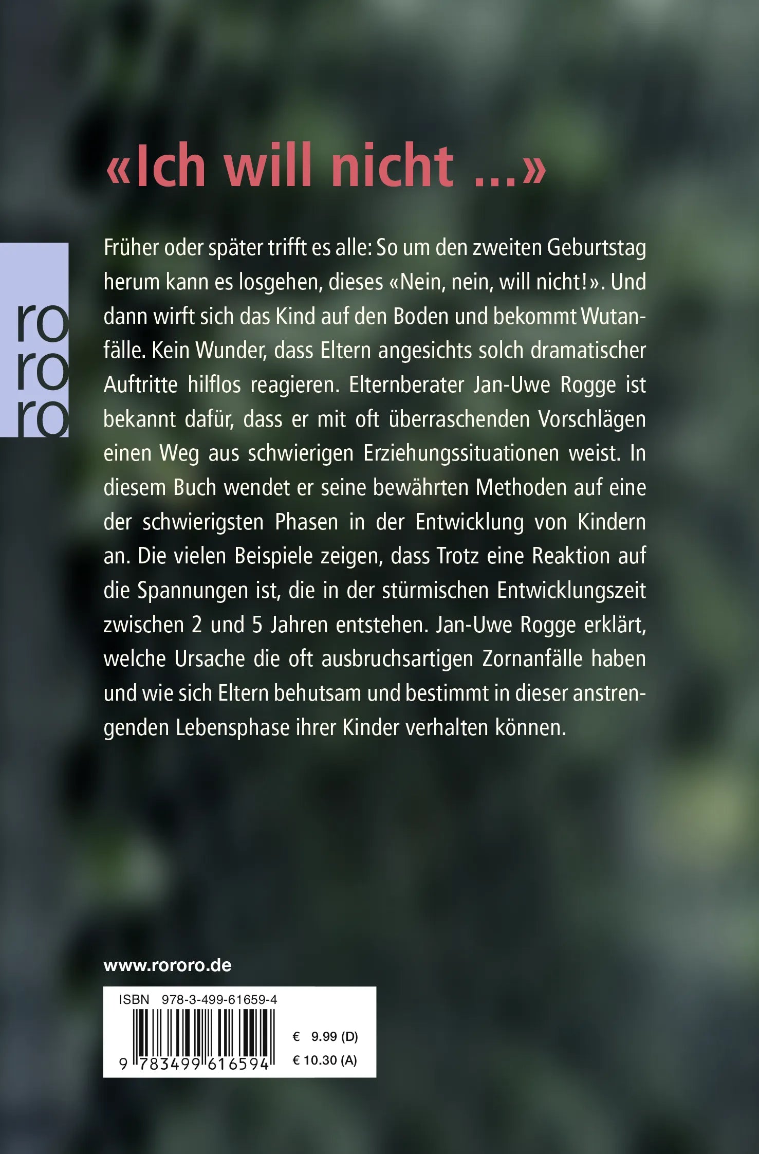 Buchrückseite von 'Wenn Kinder trotzen' mit Klappentext - Taschenbuch