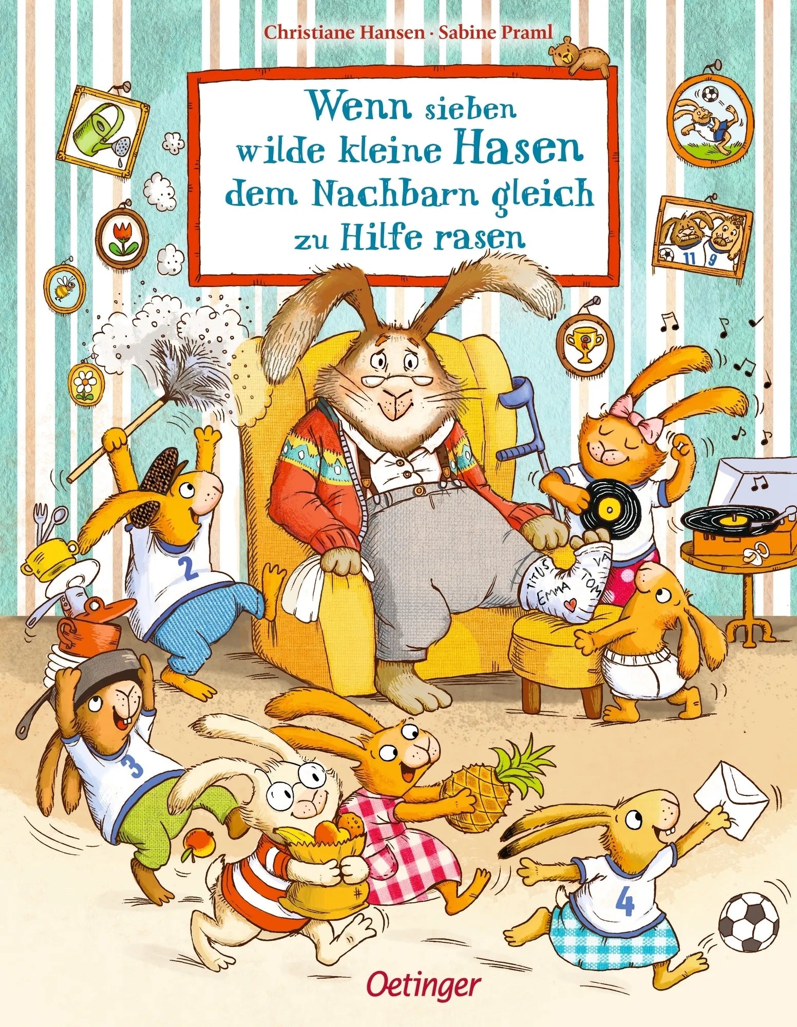 Buchcover von 'Wenn sieben wilde kleine Hasen dem Nachbarn gleich zu Hilfe rasen' - Gebundene Ausgabe von Sabine Praml