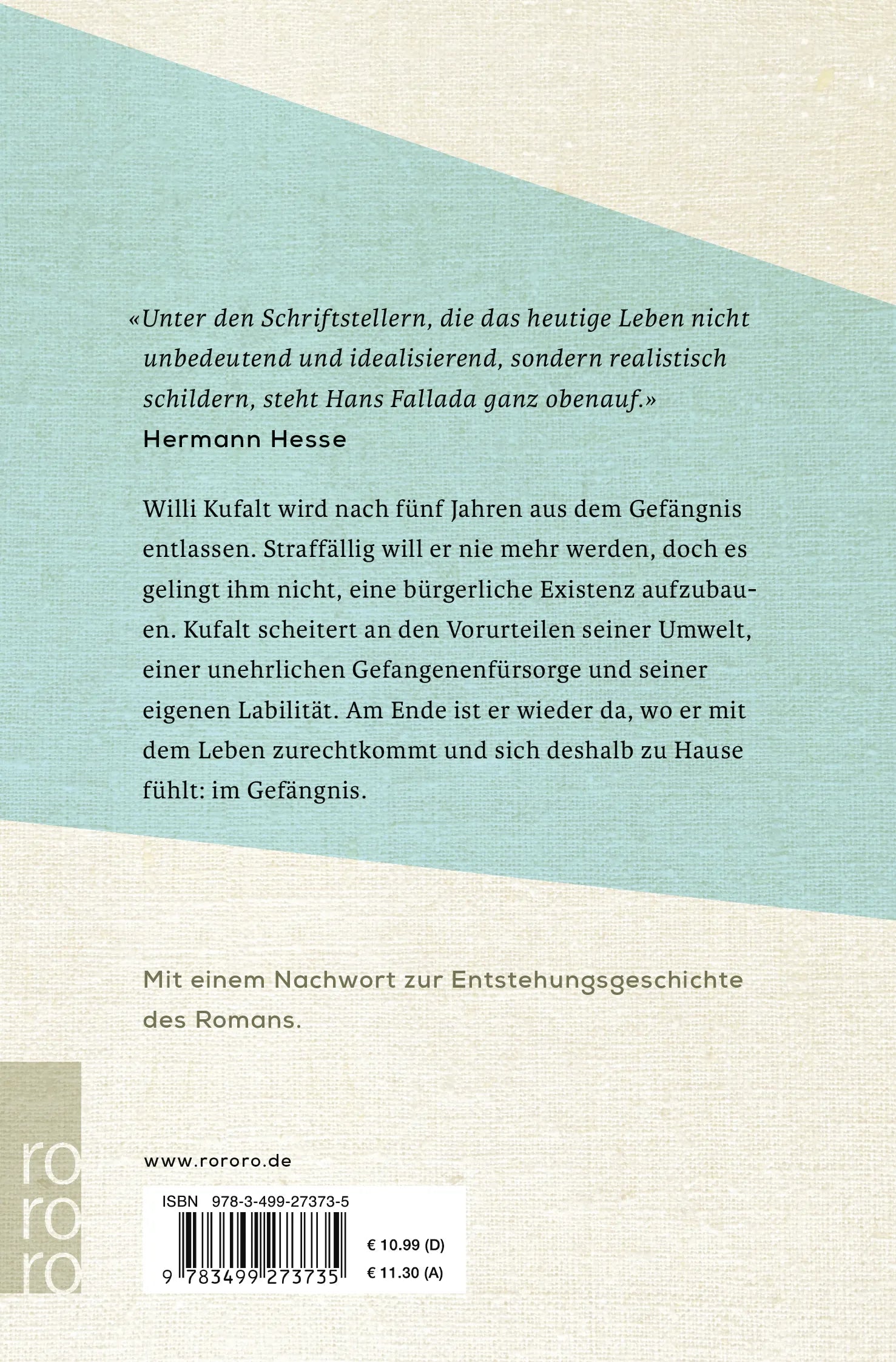 Buchrückseite von 'Wer einmal aus dem Blechnapf frisst' mit Klappentext - Taschenbuch