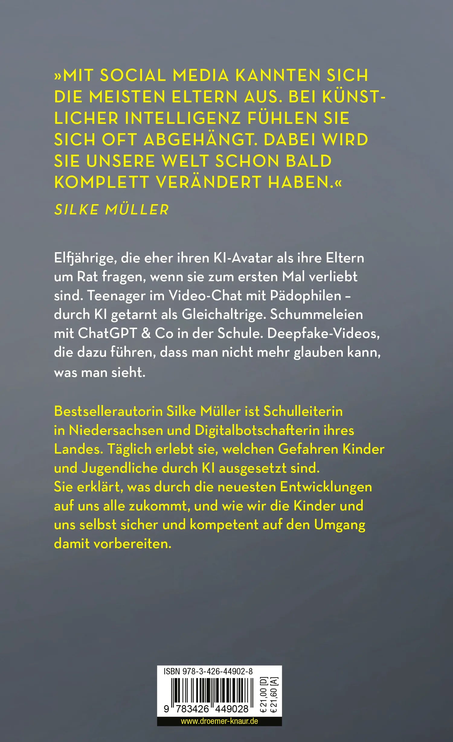 Buchrückseite von 'Wer schützt unsere Kinder?' mit Klappentext - Gebundene Ausgabe