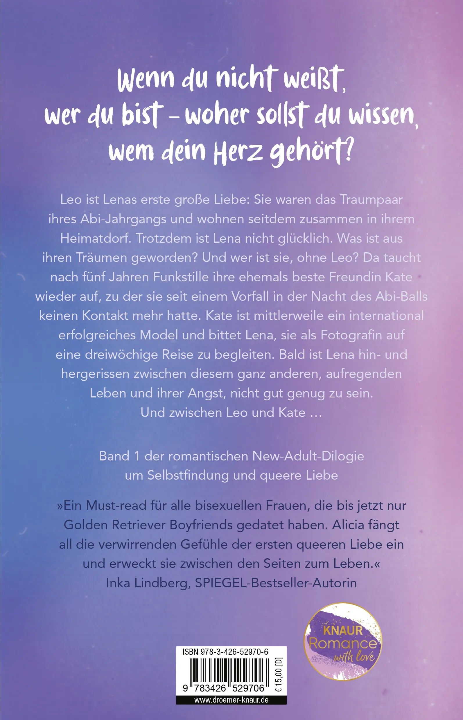Buchrückseite von 'Wer, wenn nicht wir' mit Klappentext - Paperback