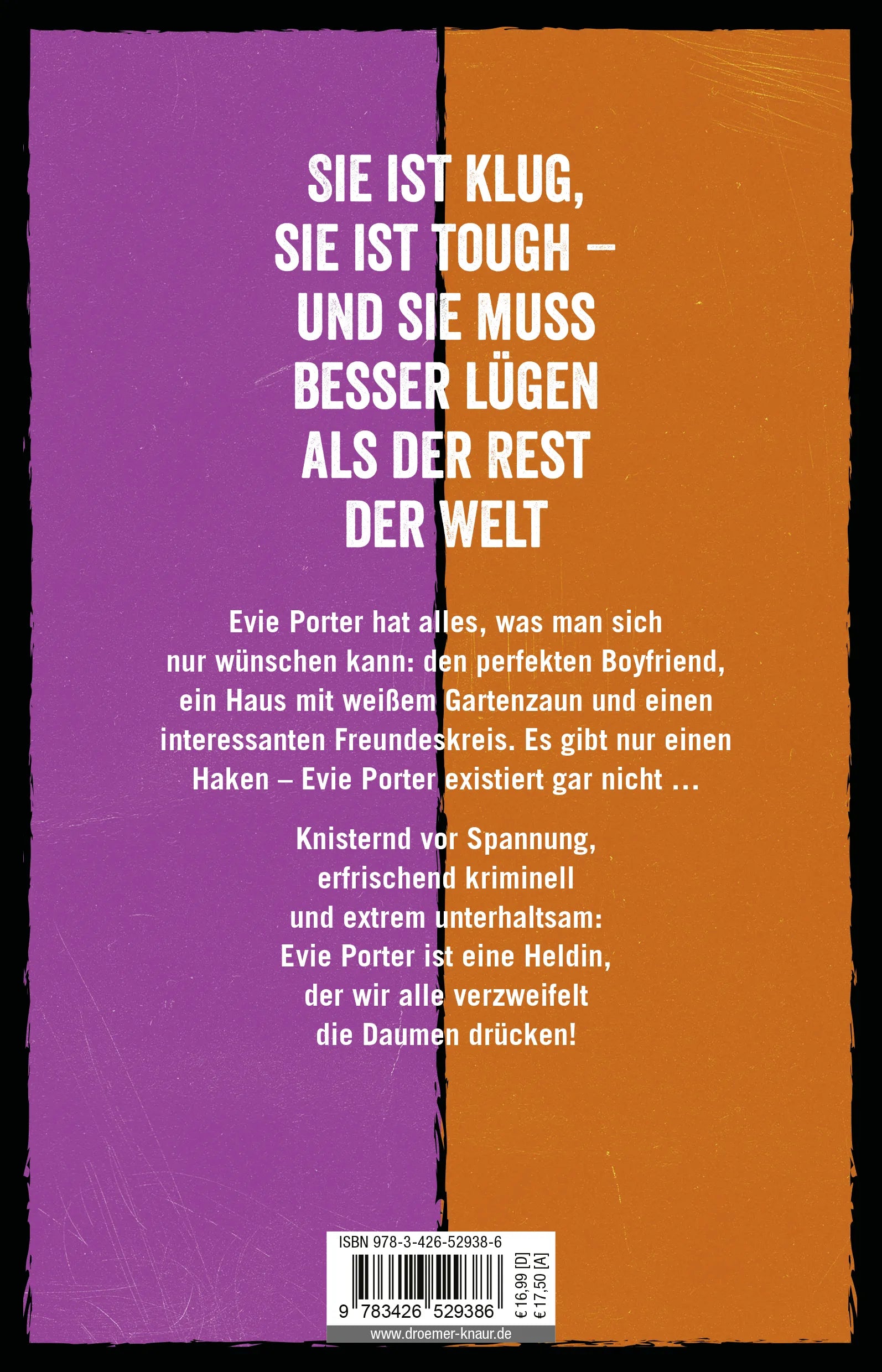 Buchrückseite von 'Wer zuerst lügt' mit Klappentext - Paperback