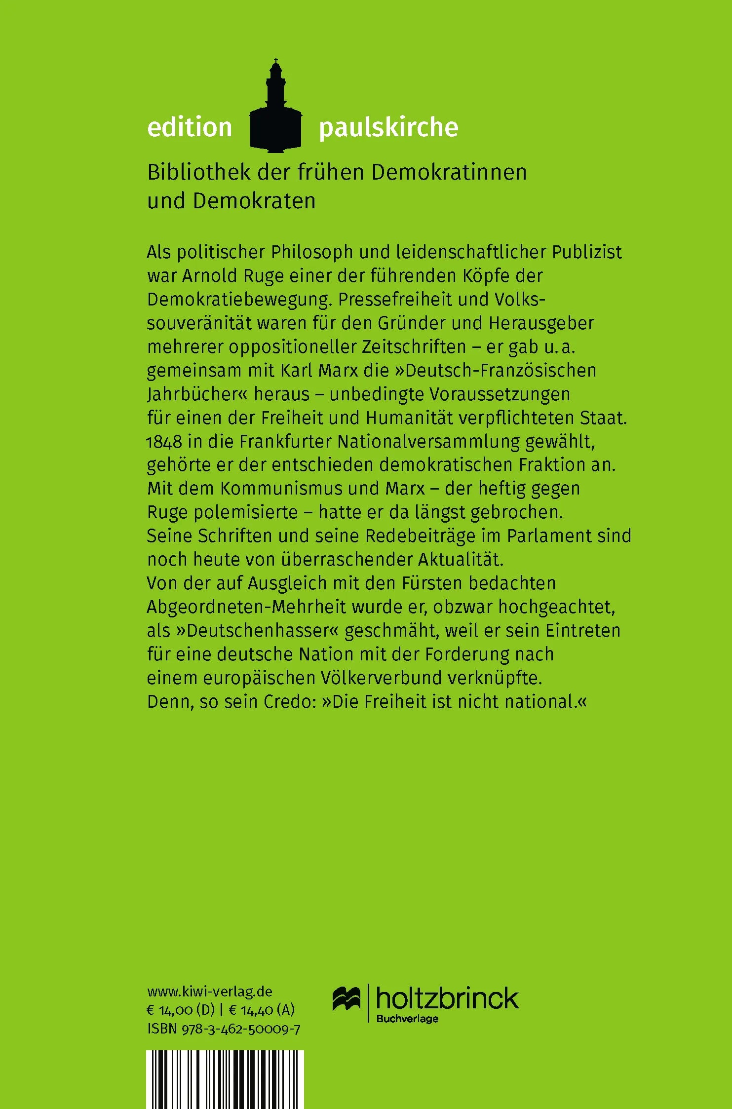 Buchrückseite von 'Wesen und Zweck des Staates ist der Mensch' mit Klappentext - Taschenbuch