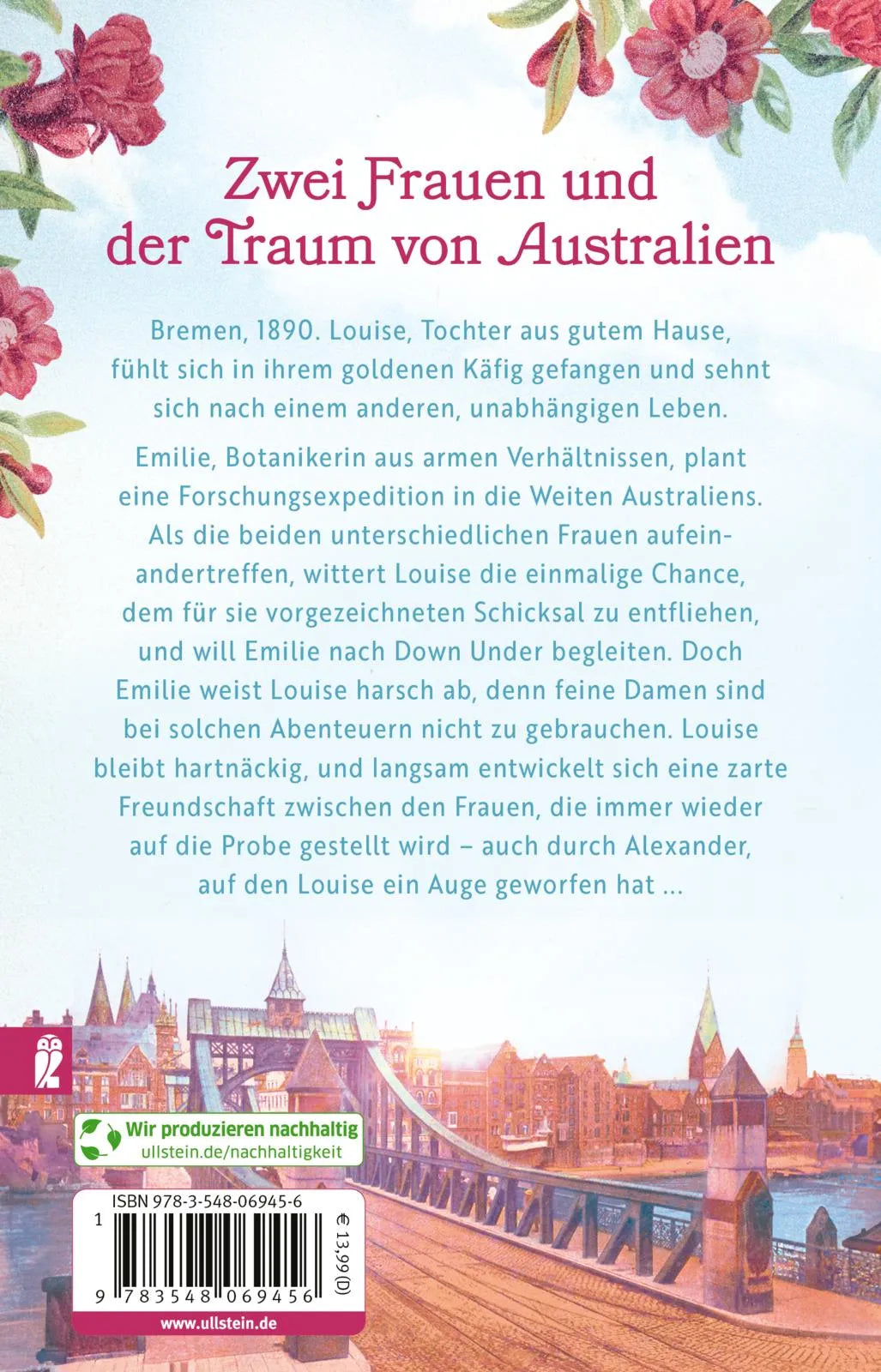 Buchrückseite von 'Weserleuchten' mit Klappentext - Taschenbuch