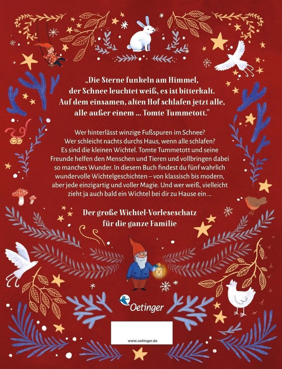 Buchrückseite von 'Wichtel, Wunder, Winterzauber' mit Klappentext - Gebundene Ausgabe