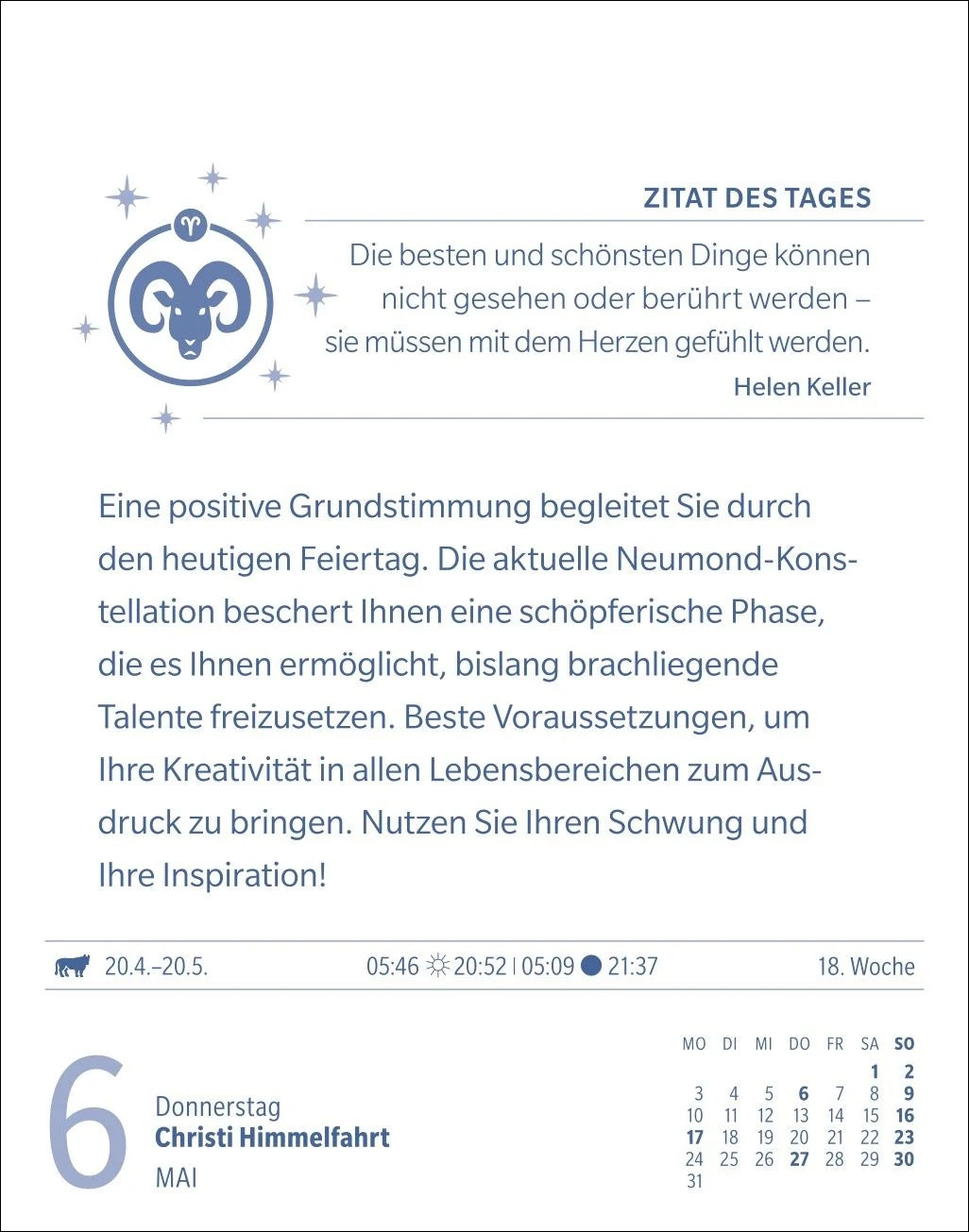 Widder Sternzeichenkalender 2027 - Tagesabreißkalender - Ihr Horoskop für jeden Tag – Ansicht