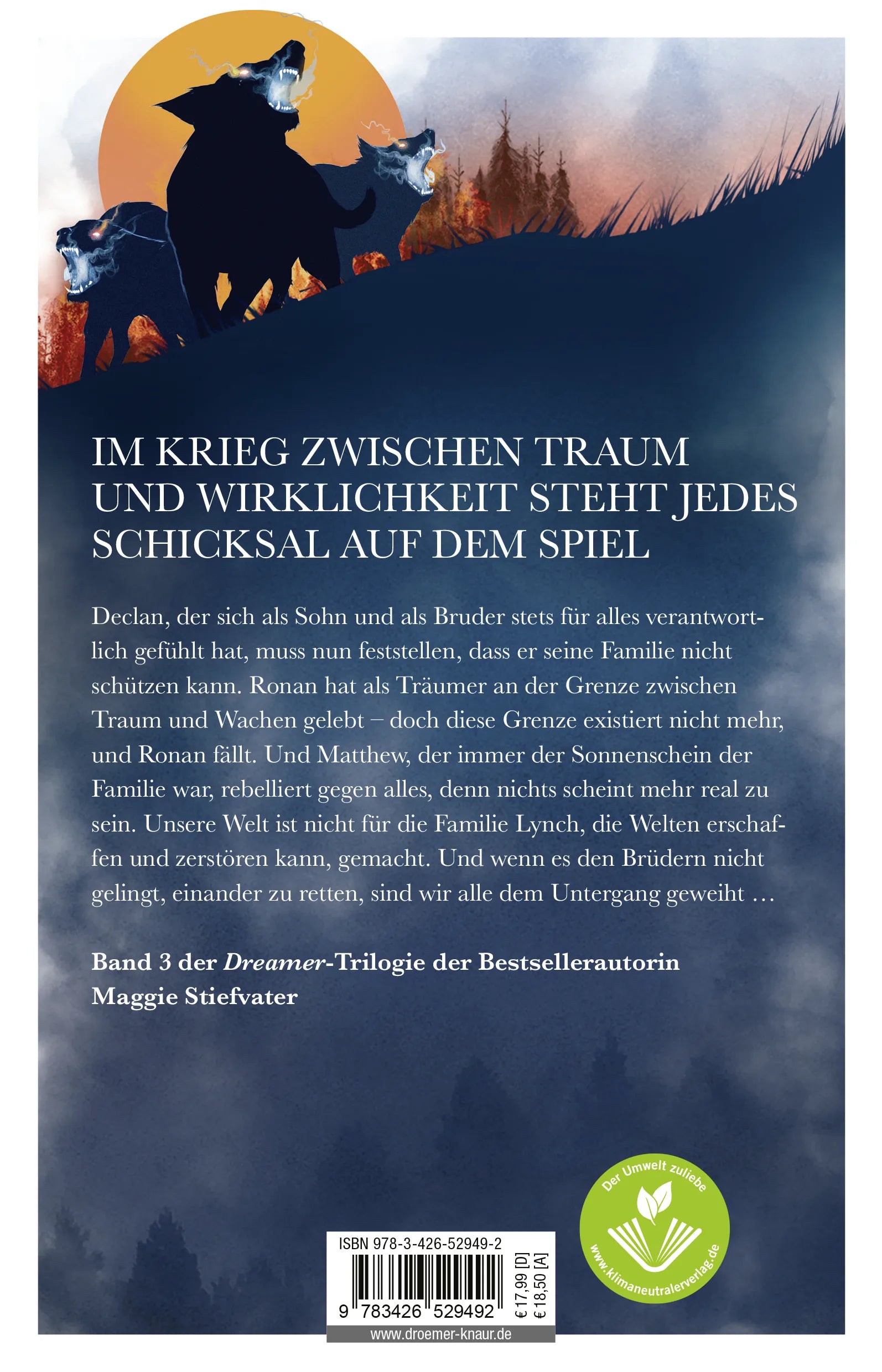 Buchrückseite von 'Wie die Nacht entrinnt' mit Klappentext - Paperback