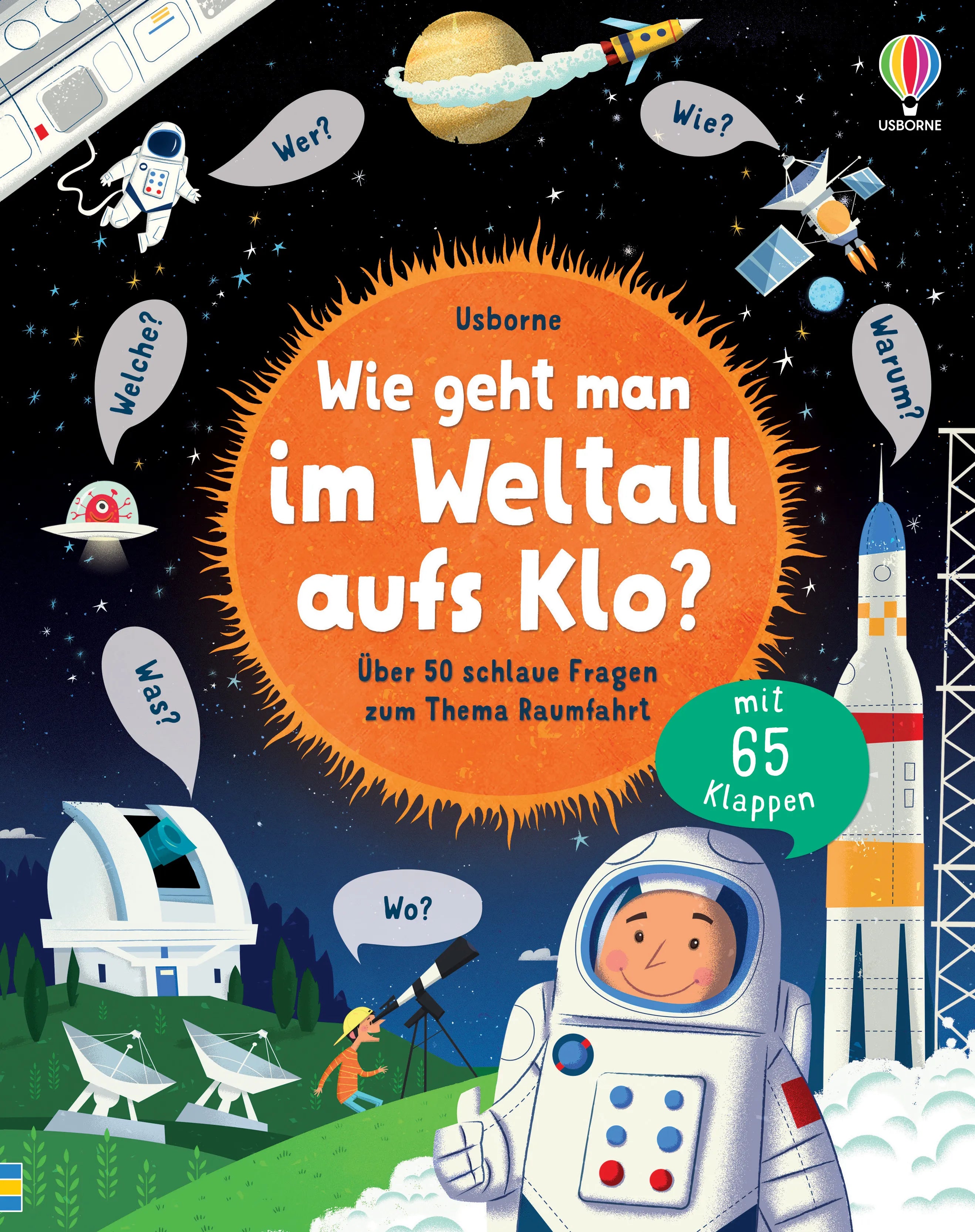 Buchcover von 'Wie geht man im Weltall aufs Klo?' - Gebundene Ausgabe von Katie Daynes