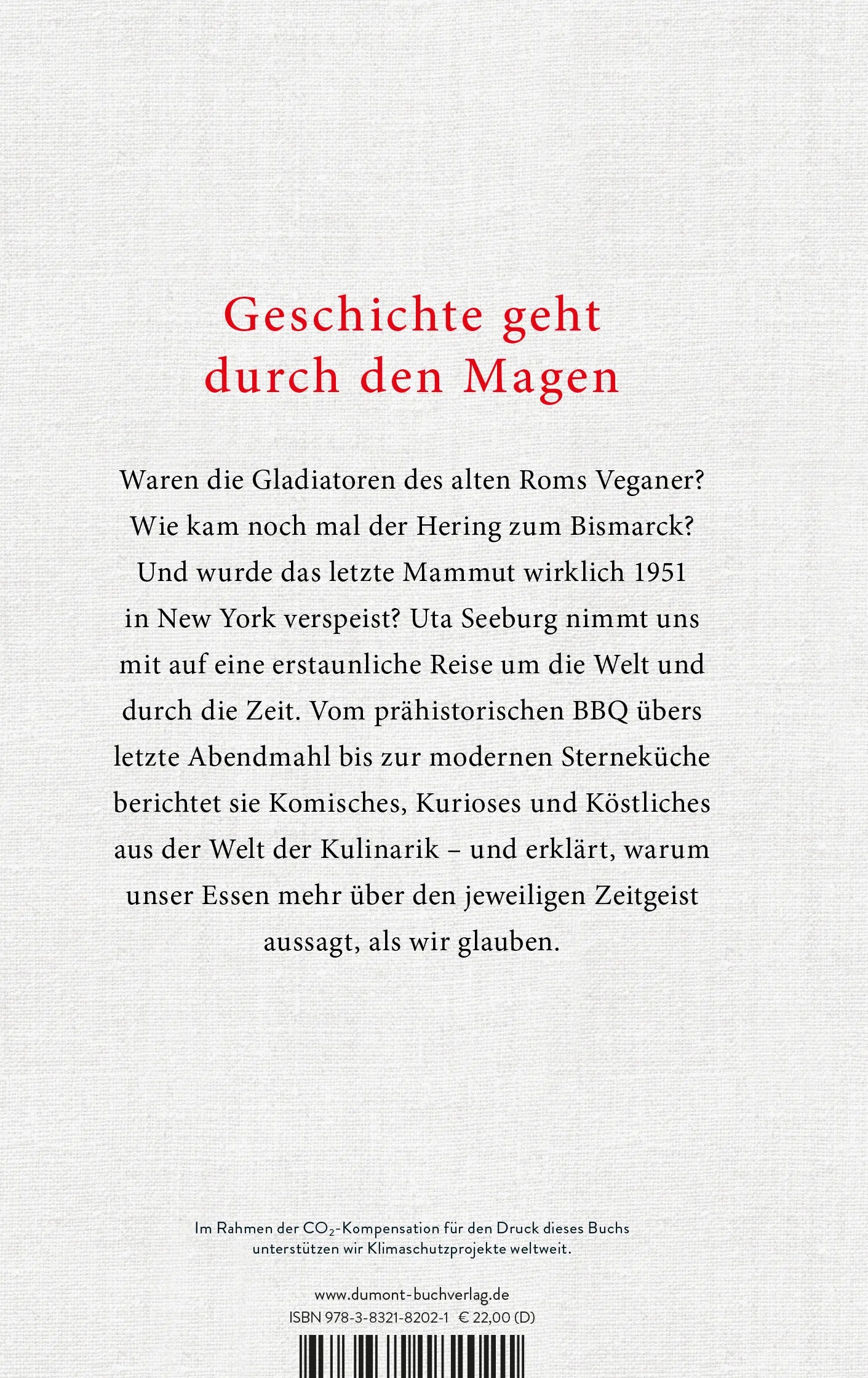 Buchrückseite von 'Wie isst man ein Mammut?' mit Klappentext - Gebundene Ausgabe