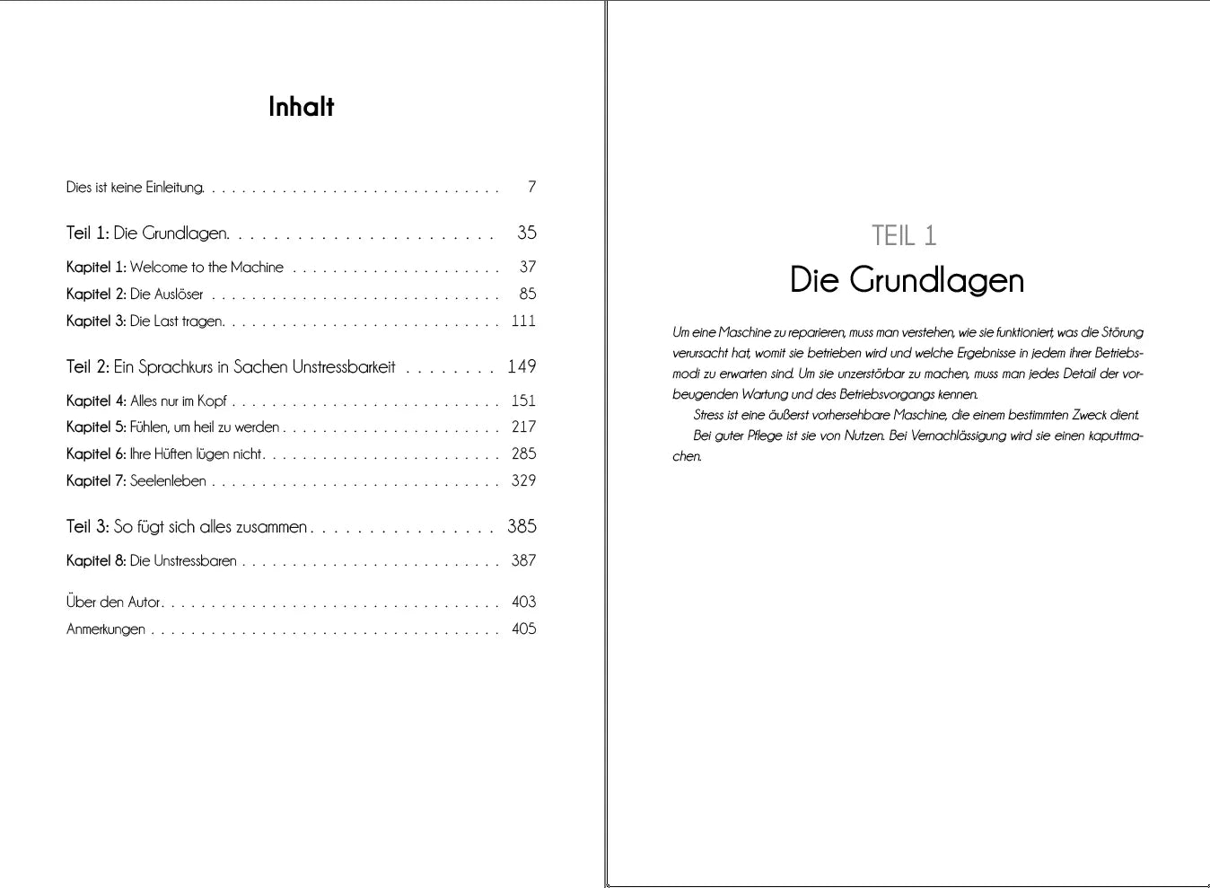 Innenansicht von 'Wie man unstressbar wird' - Gebundene Ausgabe