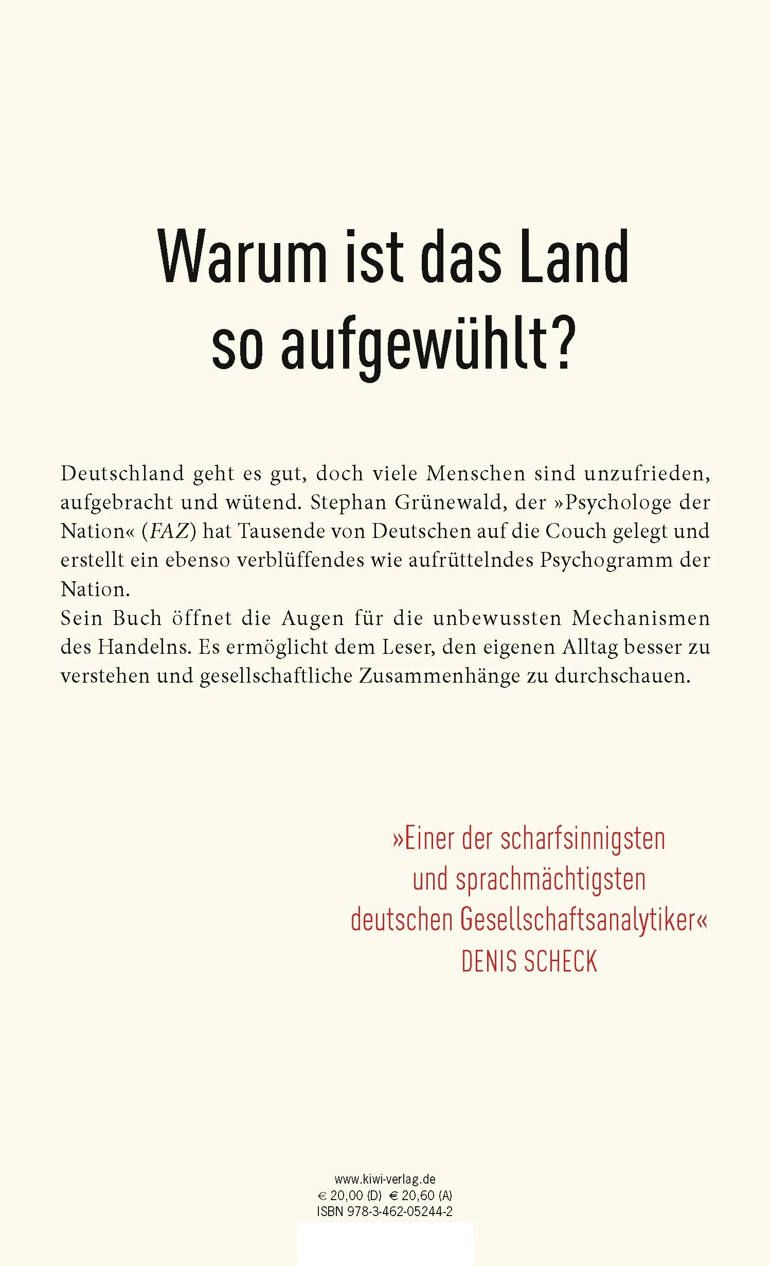 Buchrückseite von 'Wie tickt Deutschland?' mit Klappentext - Gebundene Ausgabe