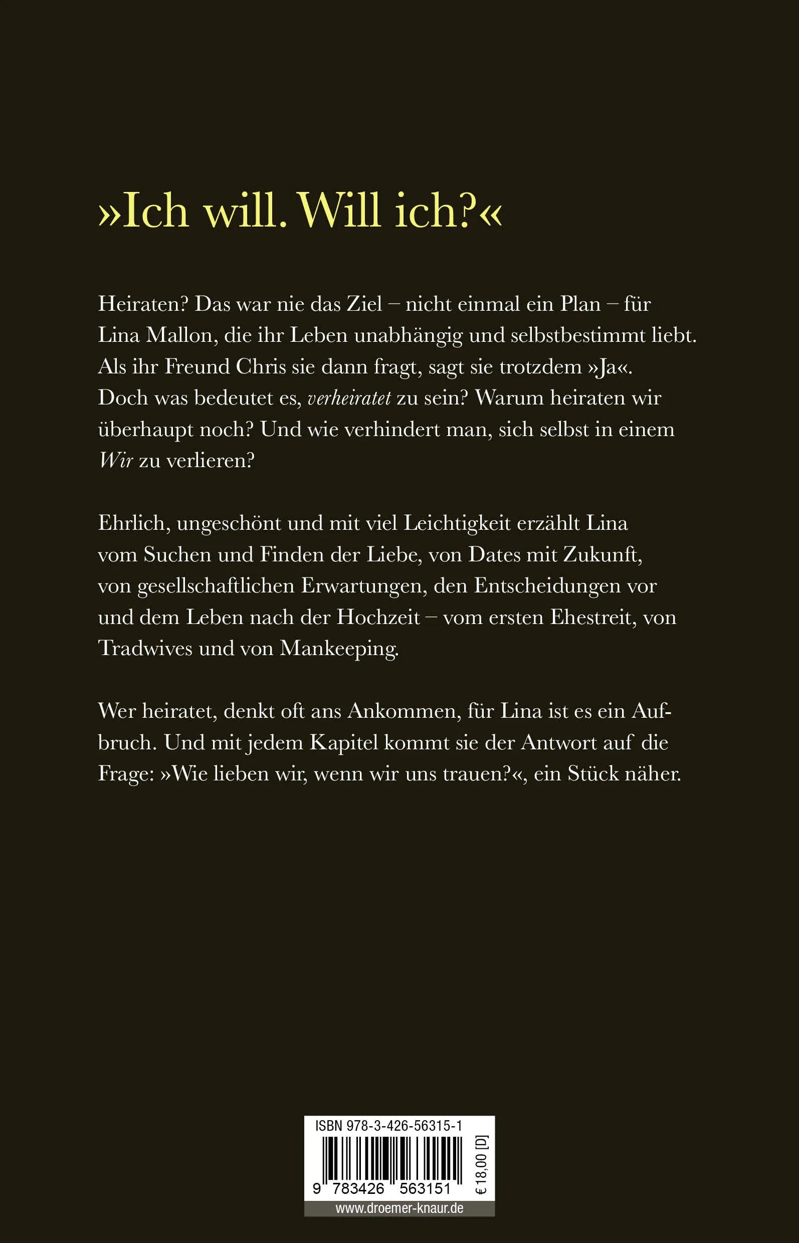 Buchrückseite von 'Wie wir lieben, wenn wir uns trauen' mit Klappentext - Paperback