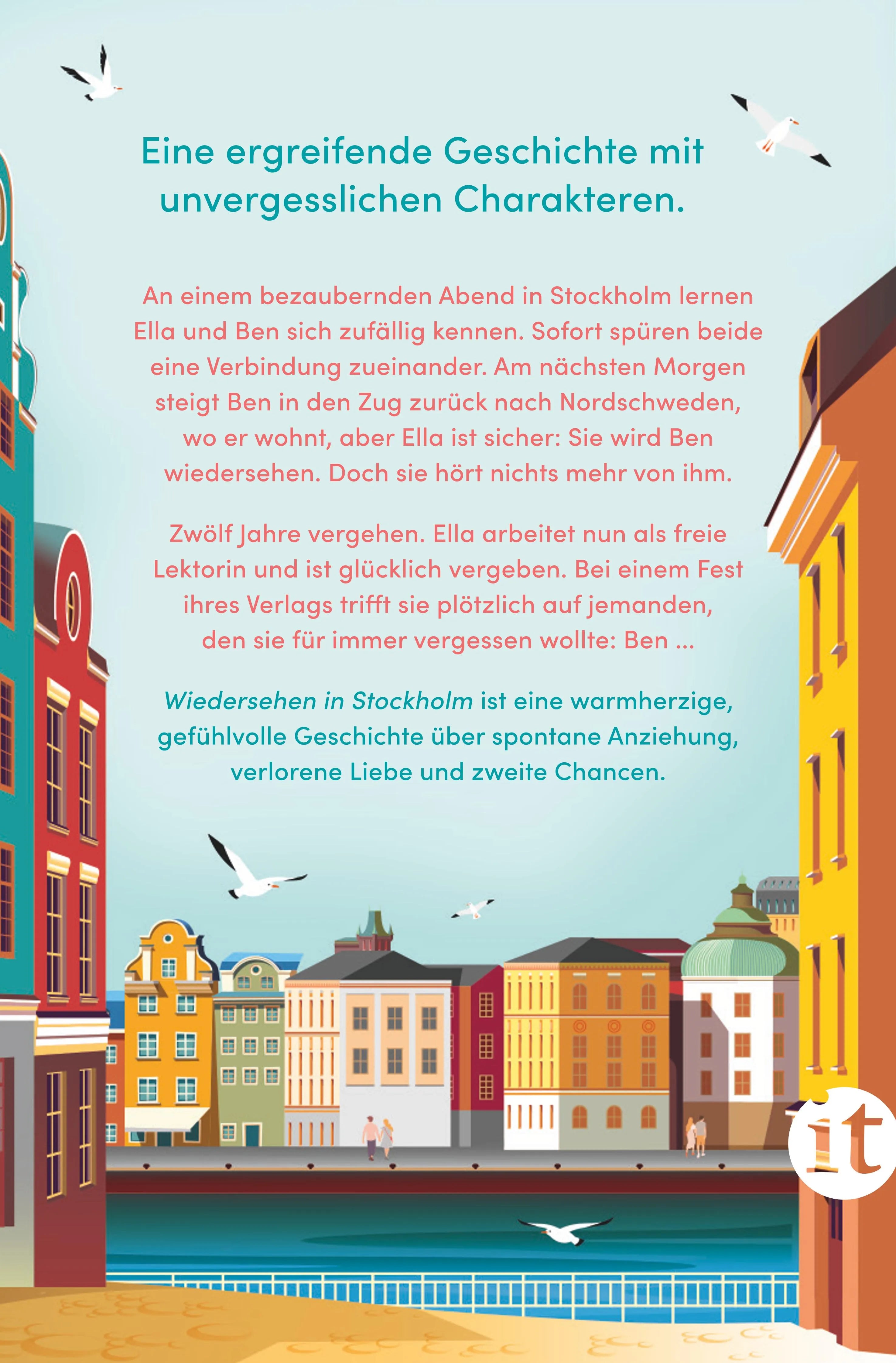 Buchrückseite von 'Wiedersehen in Stockholm' mit Klappentext - Taschenbuch
