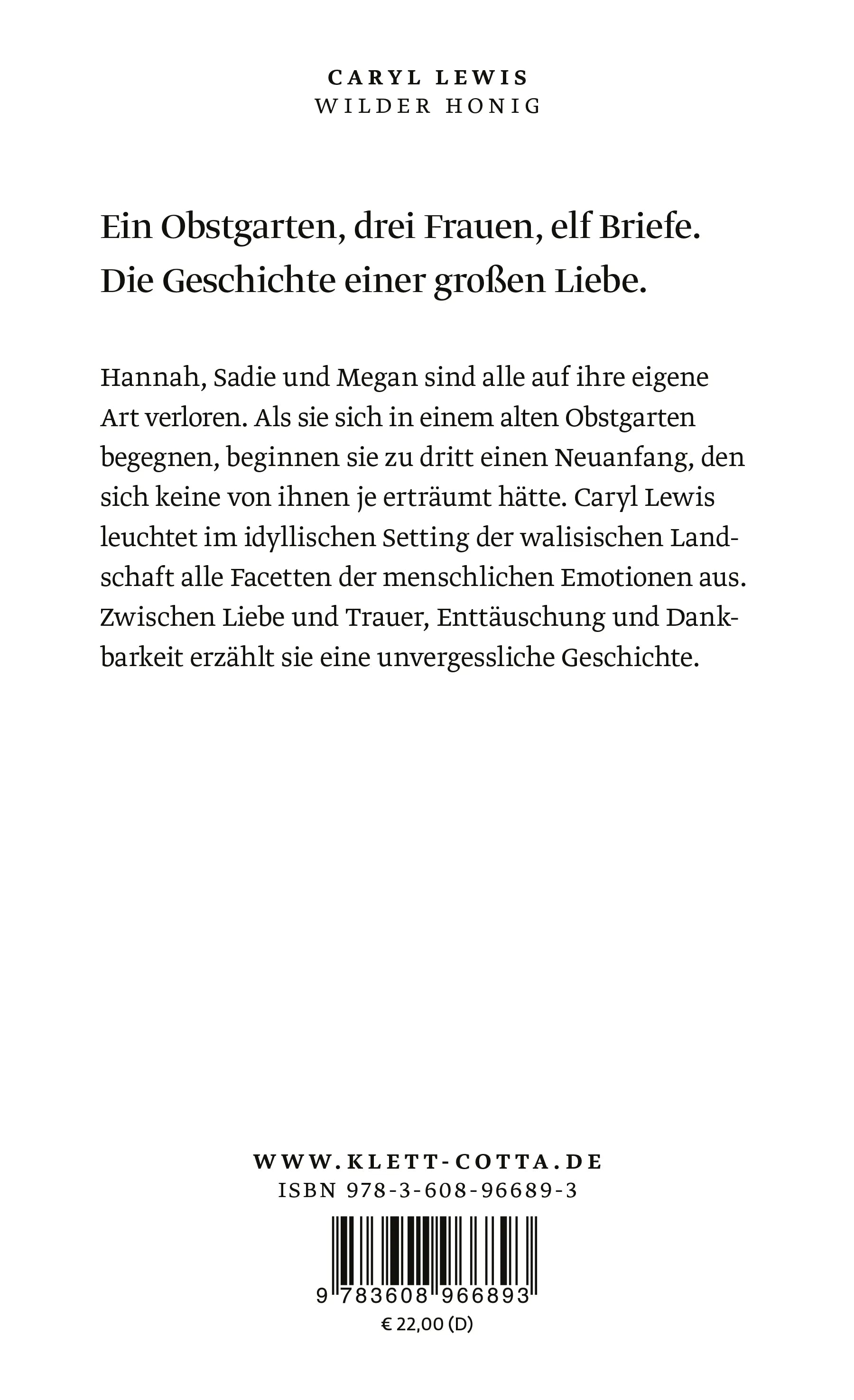 Rückseite: Wilder Honig (Hardcover)