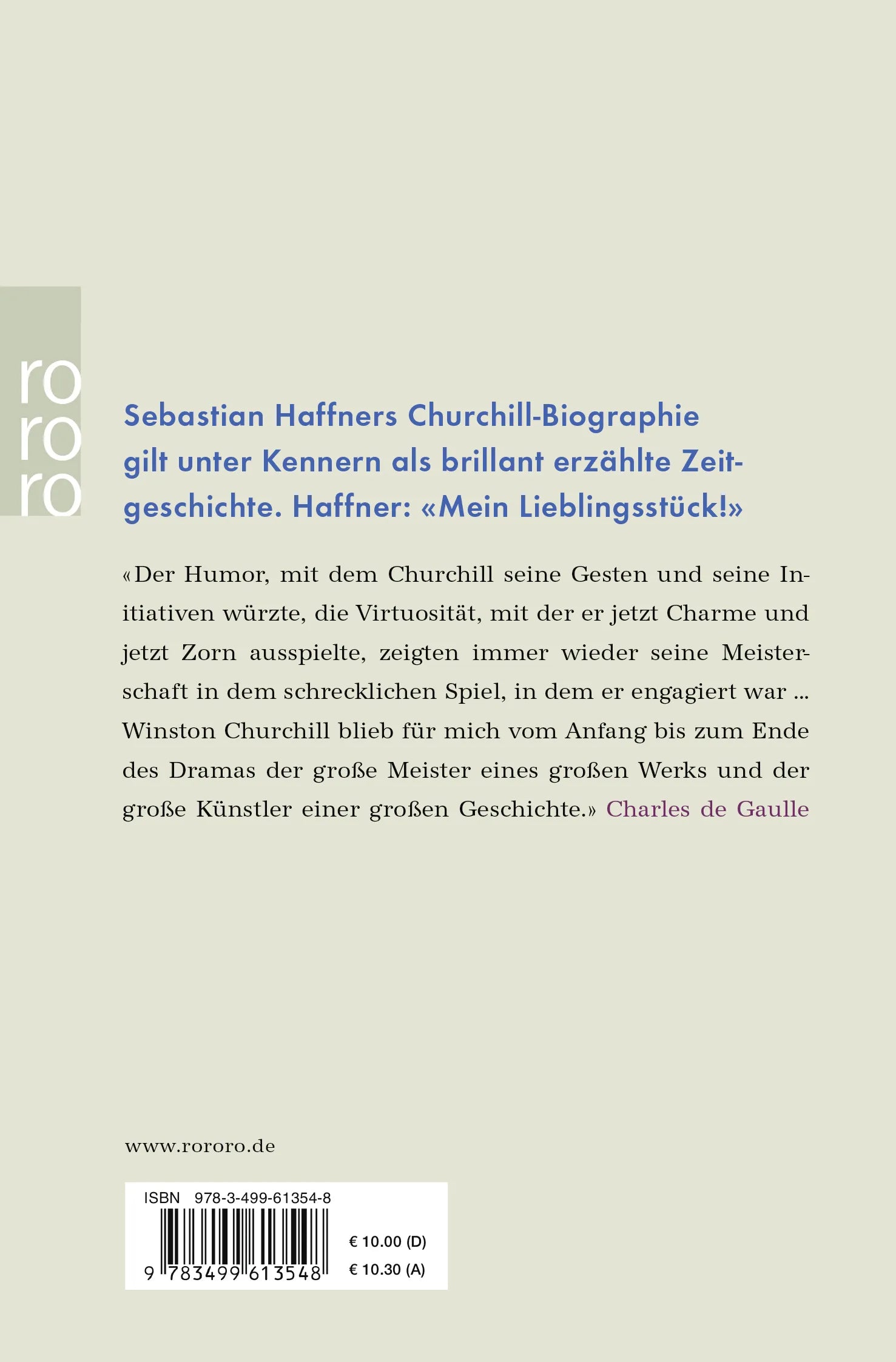 Buchrückseite von 'Winston Churchill' mit Klappentext - Taschenbuch