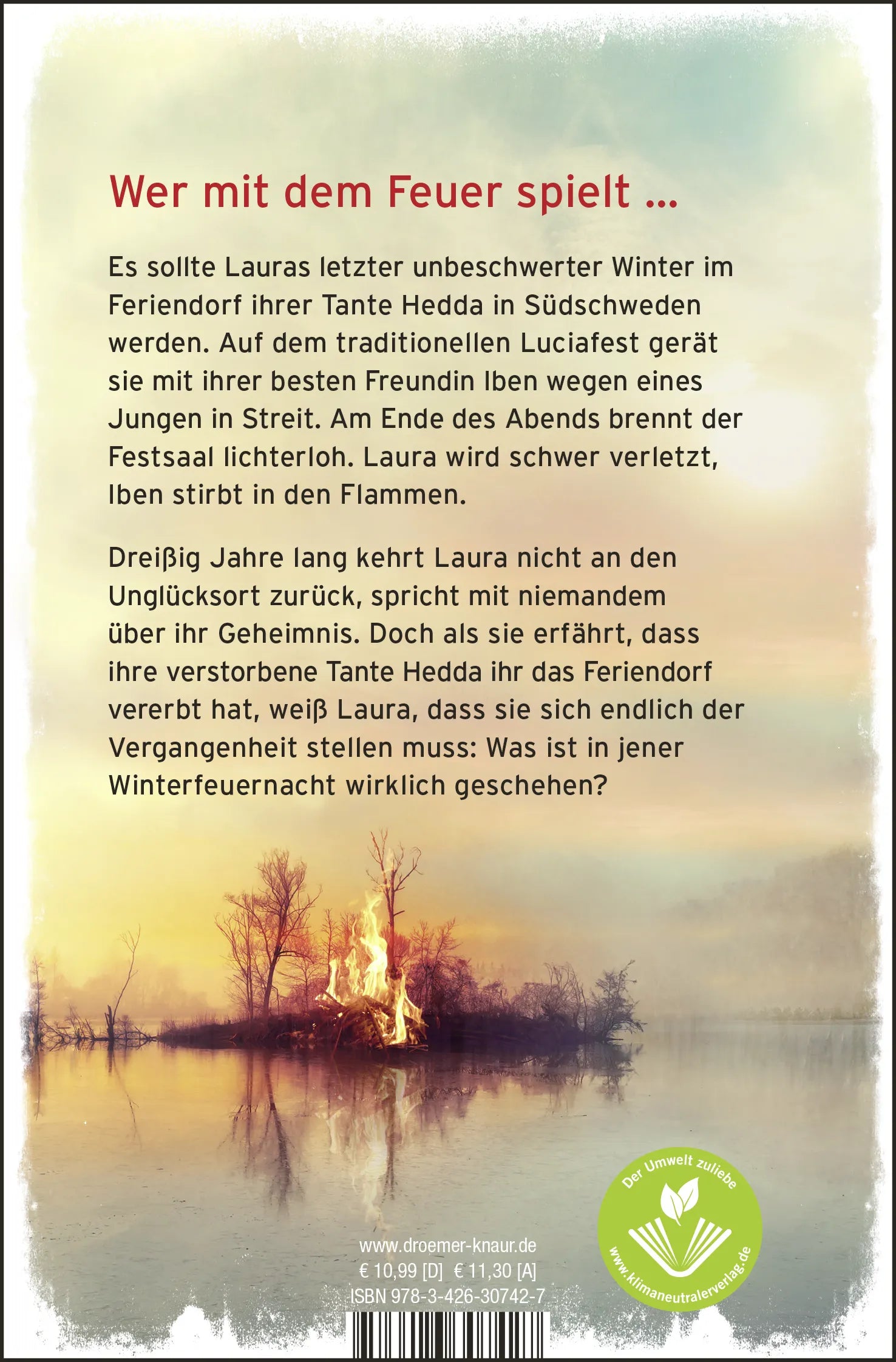Buchrückseite von 'Winterfeuernacht' mit Klappentext - Taschenbuch