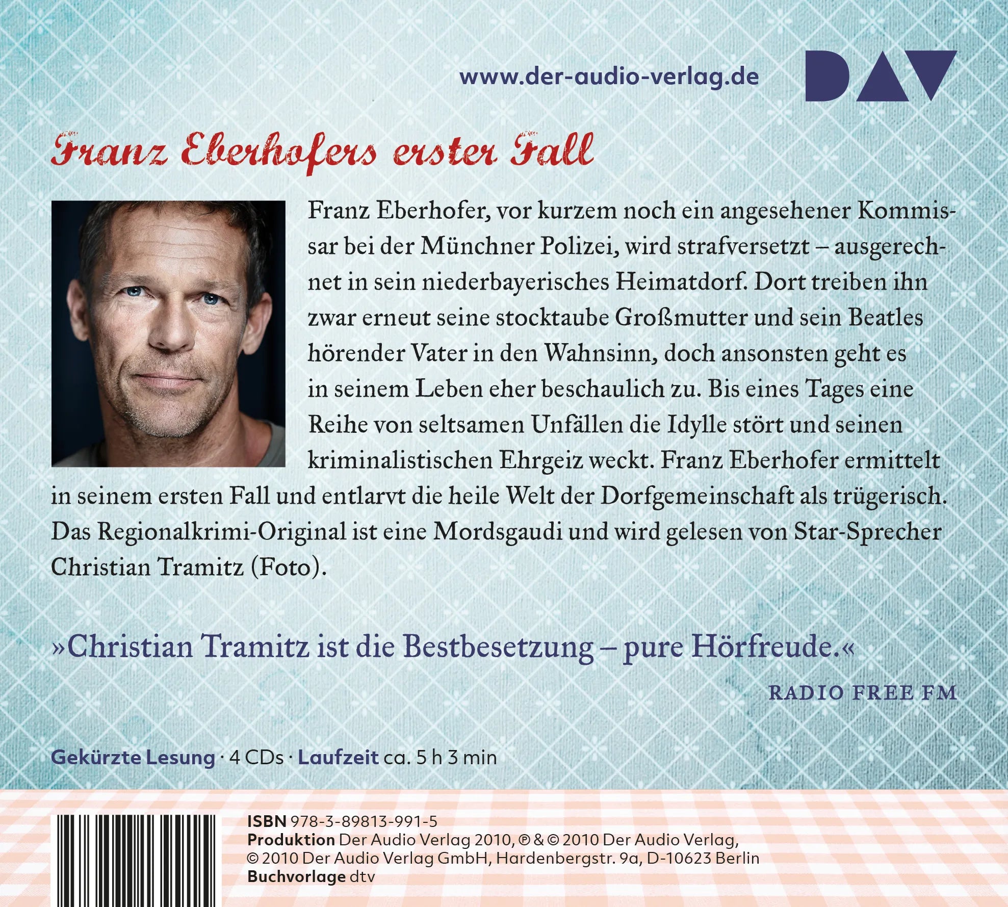 Buchrückseite von 'Winterkartoffelknödel' mit Klappentext - Hörbuch (CD)