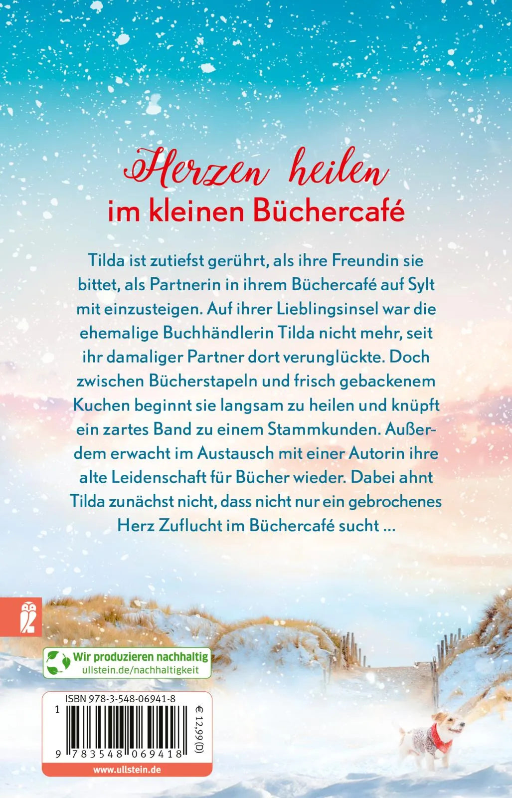 Buchrückseite von 'Wintertee im kleinen Büchercafé am Meer' mit Klappentext - Taschenbuch