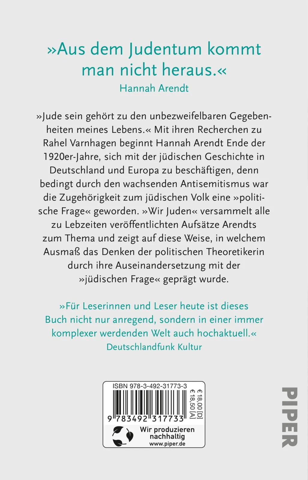 Buchrückseite von 'Wir Juden' mit Klappentext - Taschenbuch