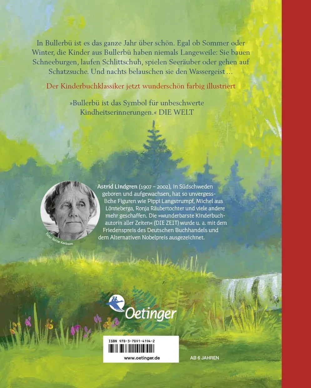 Buchrückseite von 'Wir Kinder aus Bullerbü 2. Mehr von uns Kindern aus Bullerbü' mit Klappentext - Gebundene Ausgabe