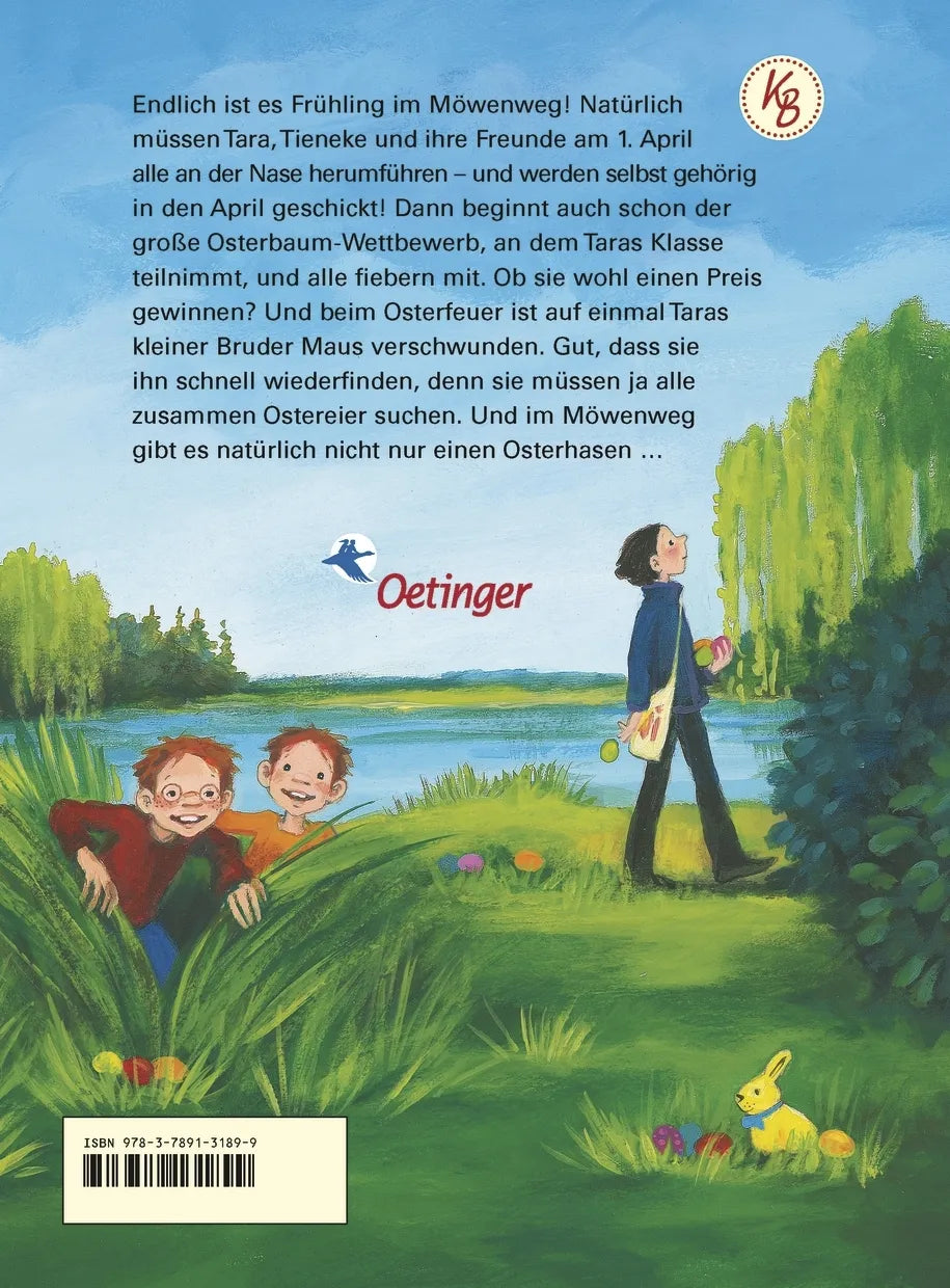 Buchrückseite von 'Wir Kinder aus dem Möwenweg 7. Ostern im Möwenweg' mit Klappentext - Gebundene Ausgabe