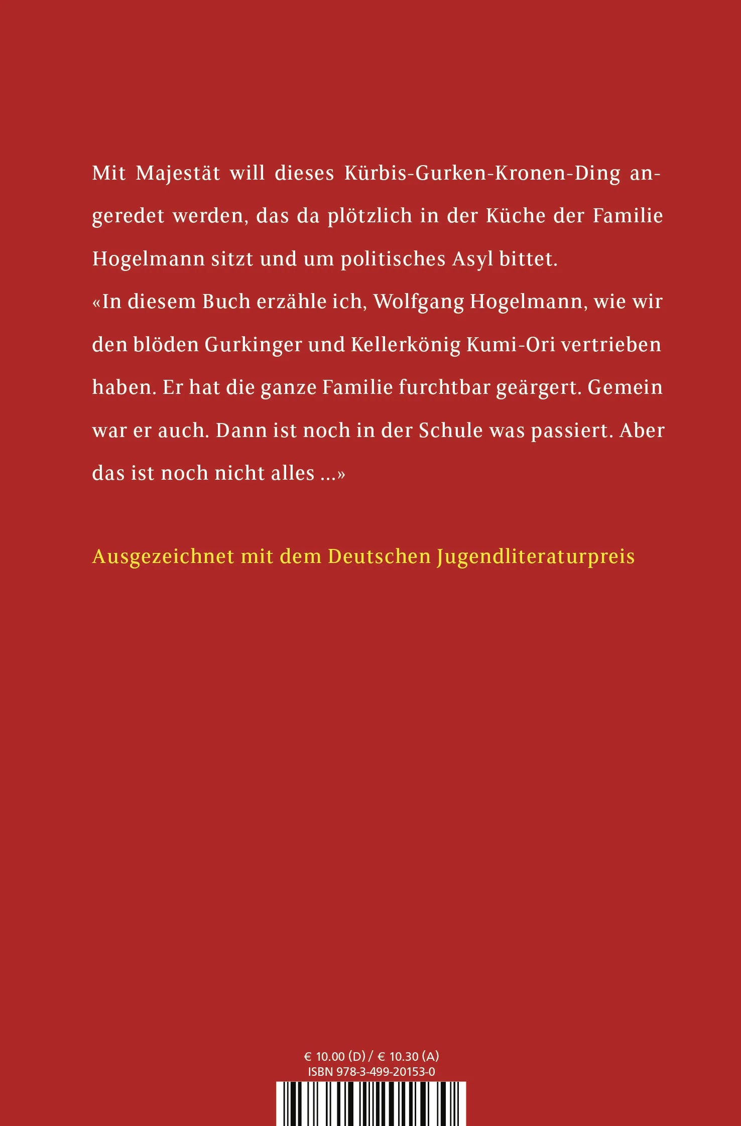 Buchrückseite von 'Wir pfeifen auf den Gurkenkönig' mit Klappentext - Taschenbuch