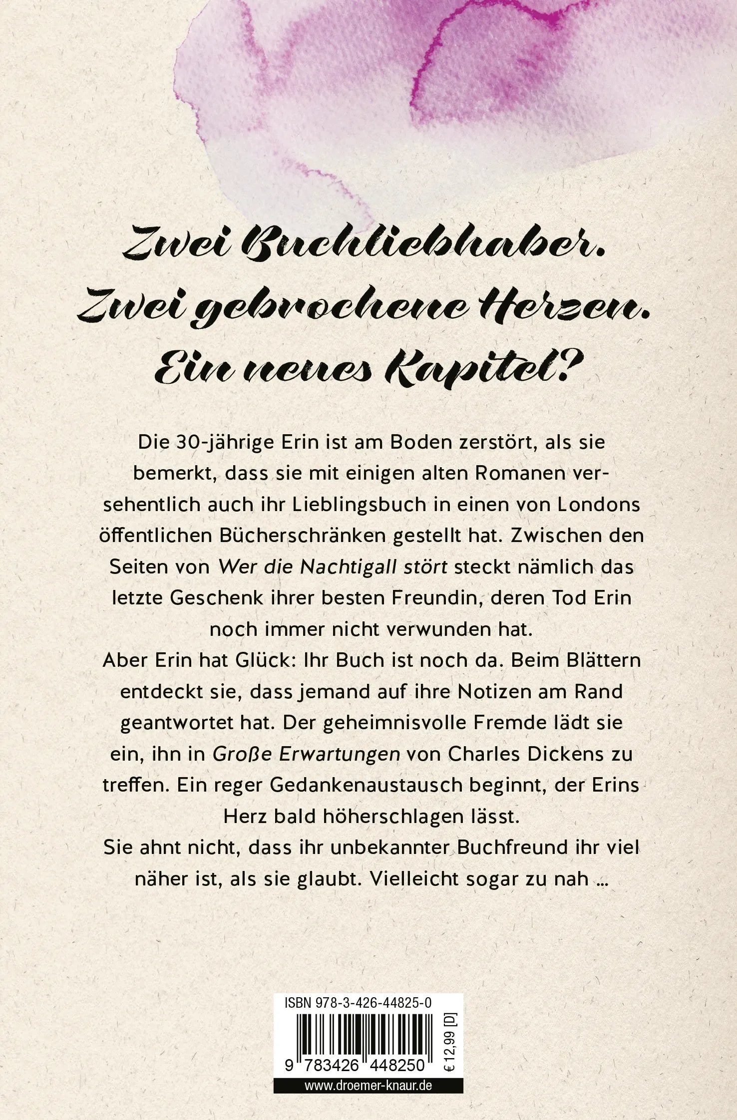 Buchrückseite von 'Wir treffen uns im nächsten Kapitel' mit Klappentext - Taschenbuch