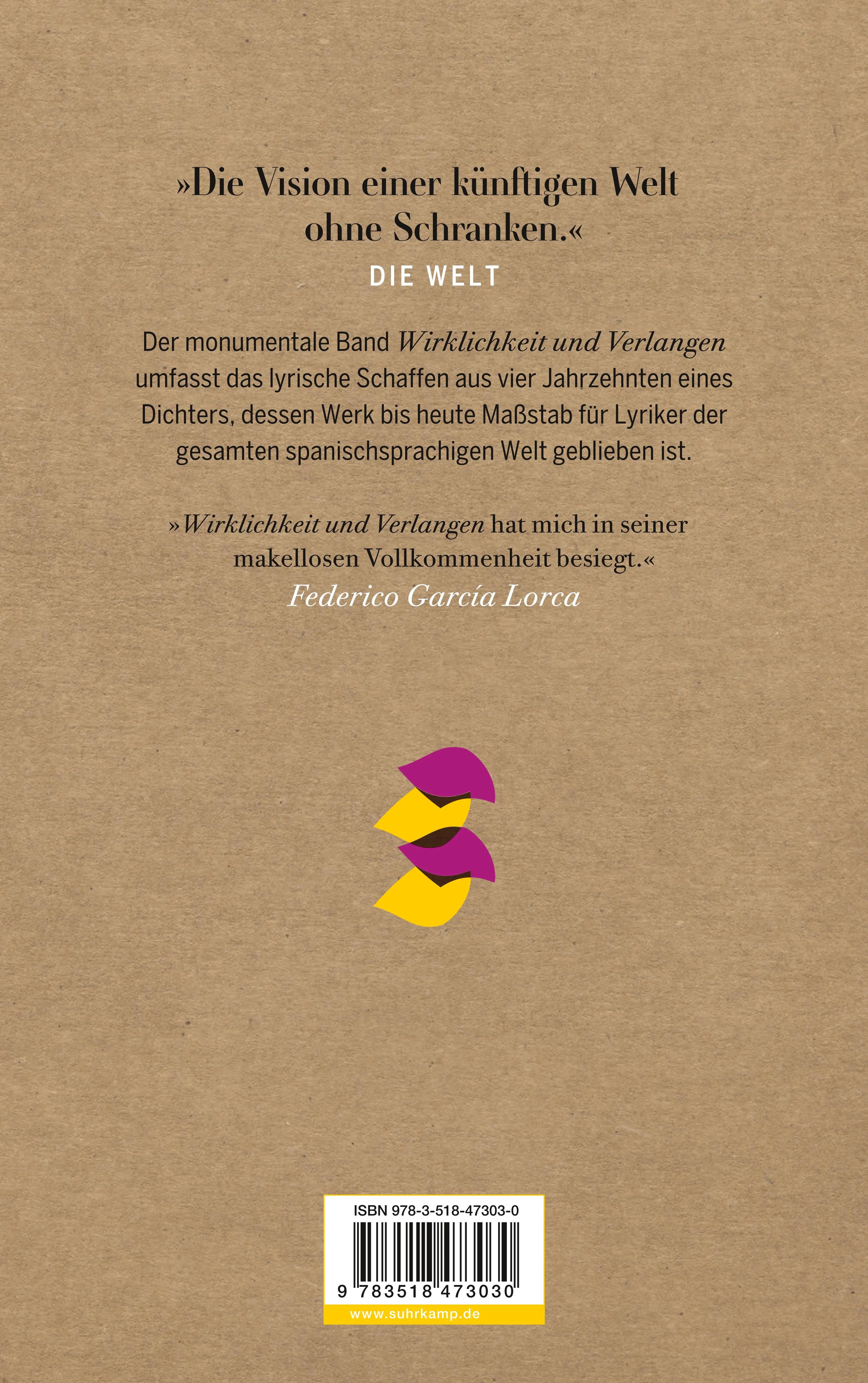 Buchrückseite von 'Wirklichkeit und Verlangen' mit Klappentext - Taschenbuch