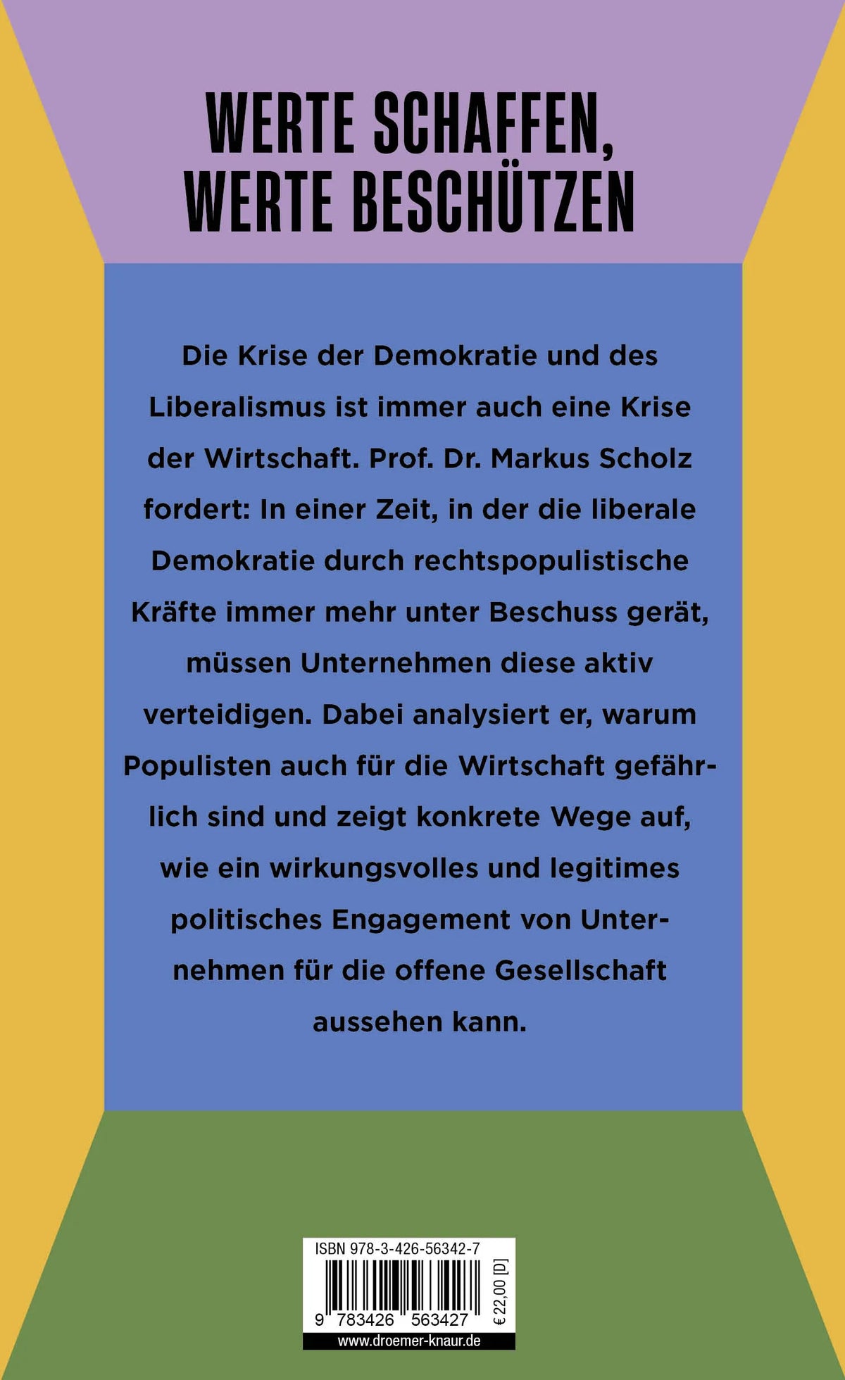 Buchrückseite von 'Wirtschaft mit Werten' mit Klappentext - Gebundene Ausgabe