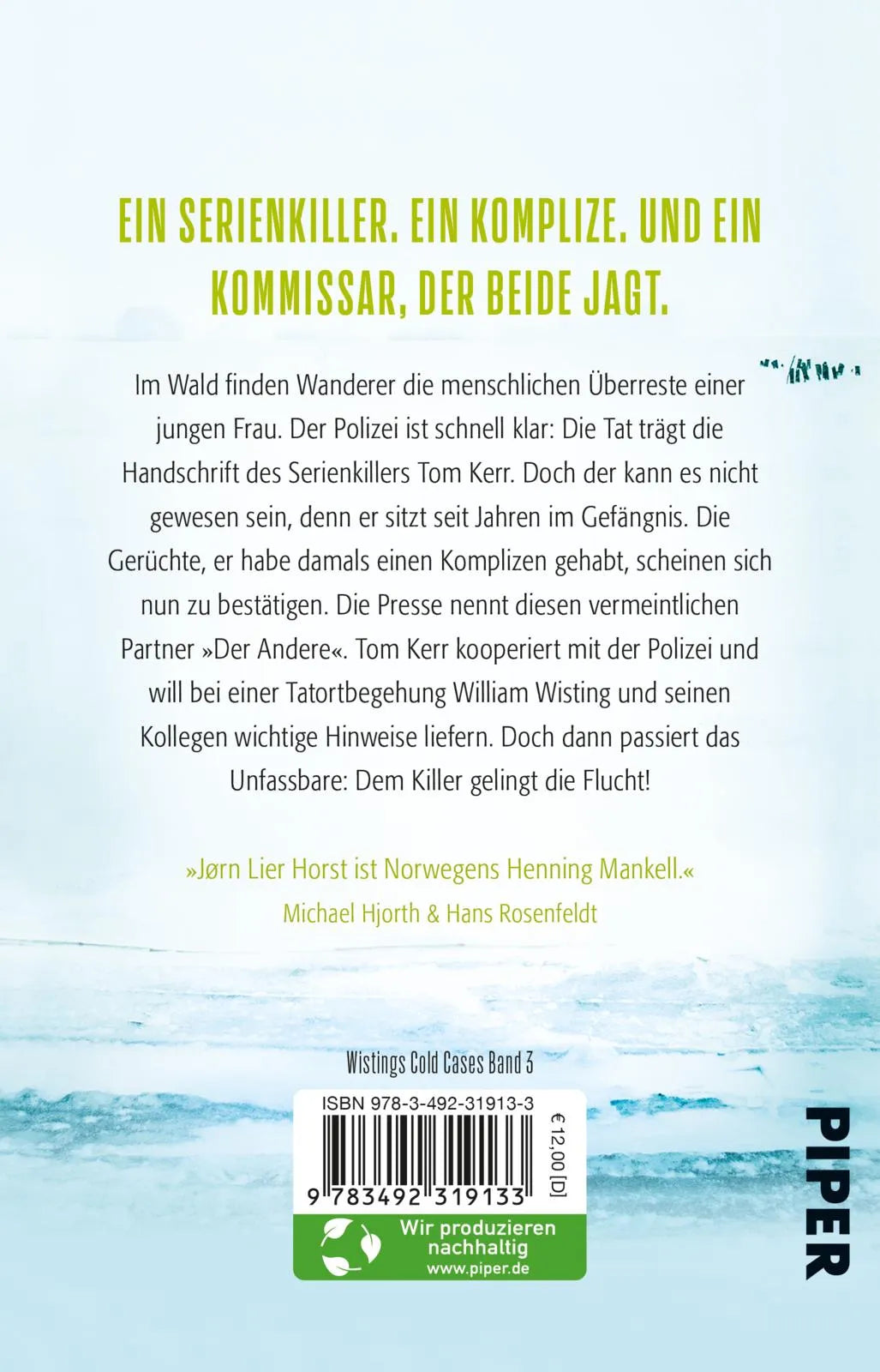 Buchrückseite von 'Wisting und der Atem der Angst' mit Klappentext - Taschenbuch
