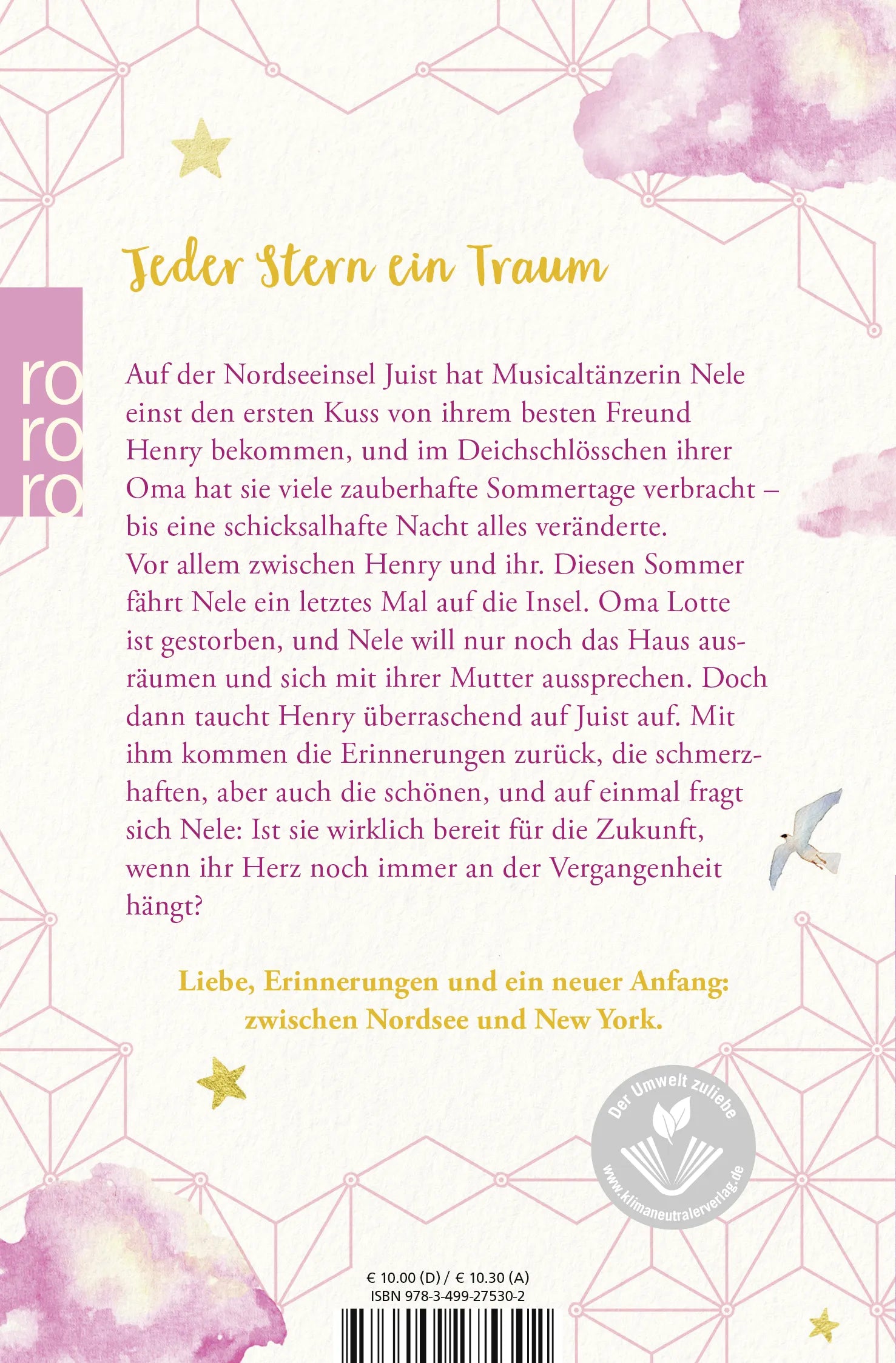 Buchrückseite von 'Wo die Sterne tanzen' mit Klappentext - Taschenbuch