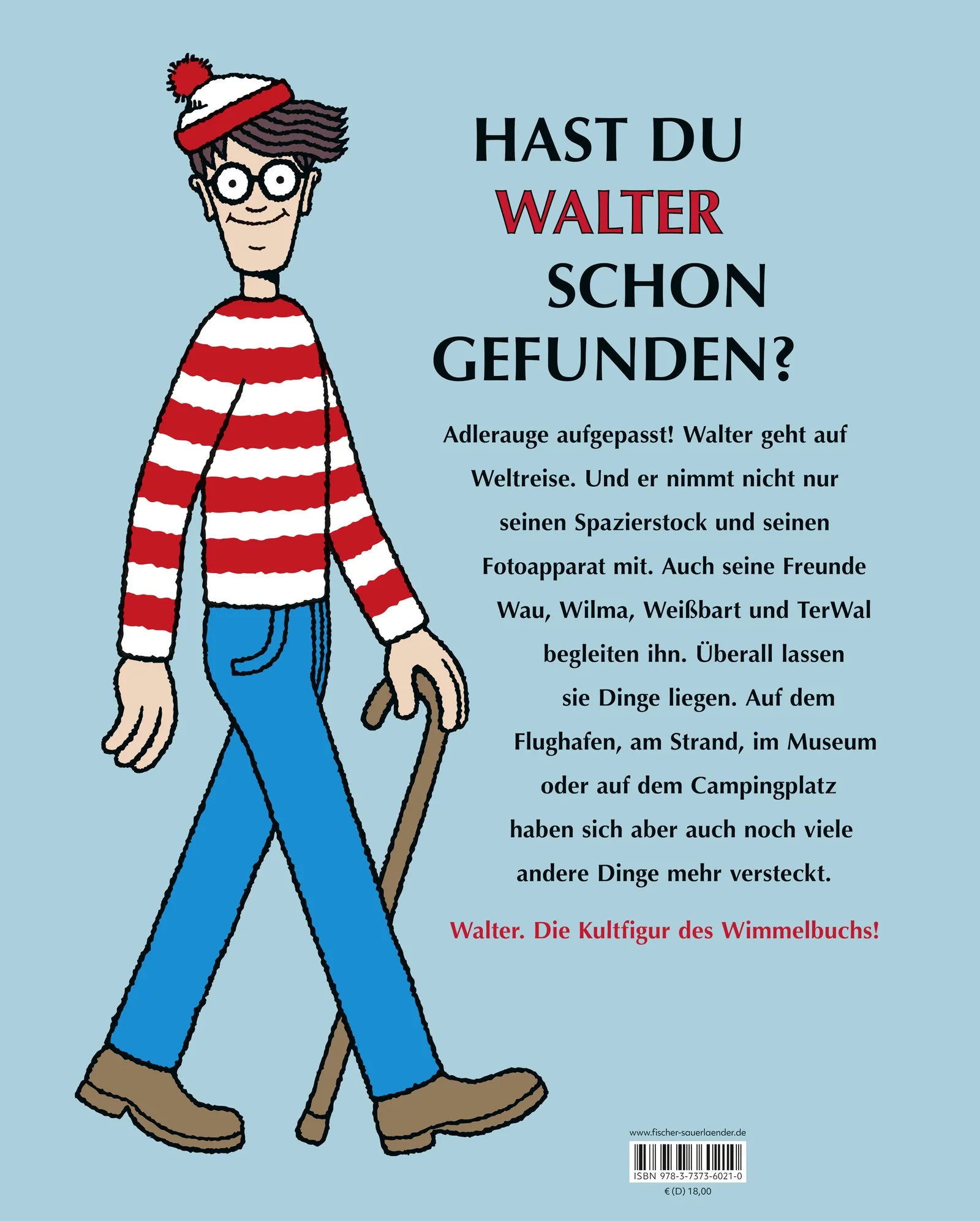 Buchrückseite von 'Wo ist Walter?' mit Klappentext - Gebundene Ausgabe