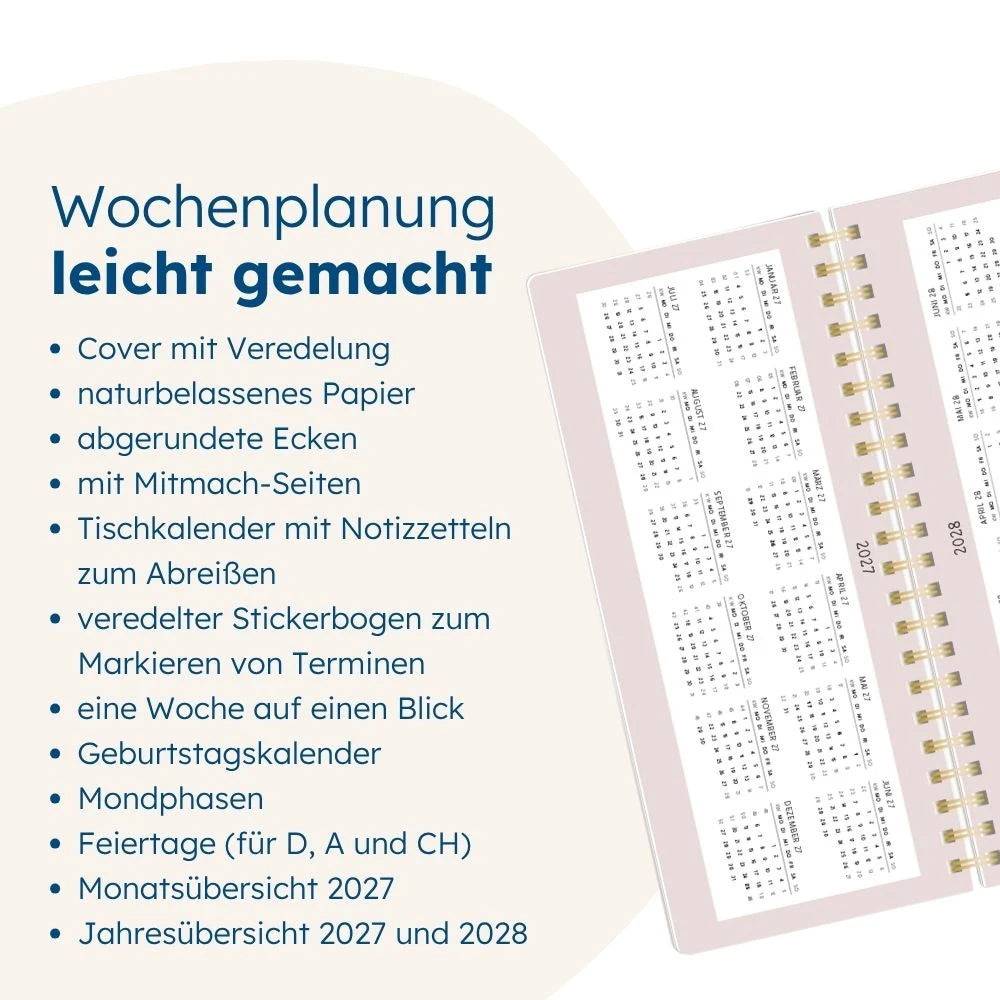 Wochenplaner 2027 Blumenmomente (mit Kalendarium) – Ansicht