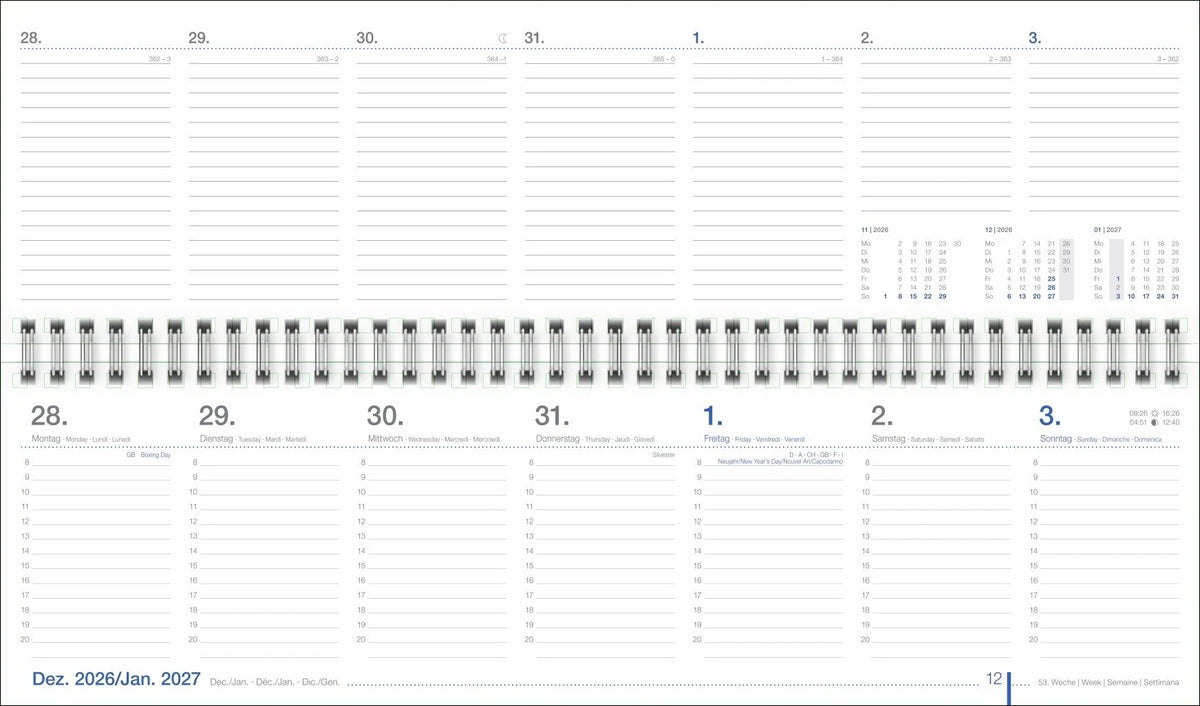 Wochenquerplaner, blau 2027 – Ansicht