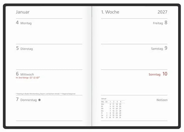 Wochentimer Colour anthrazit 2027 – Ansicht