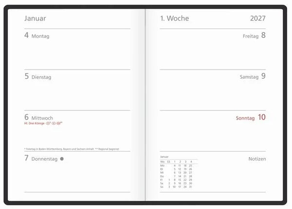Wochentimer Colour blau 2027 – Ansicht