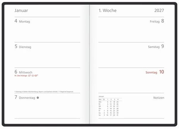 Wochentimer Colour grün 2027 – Ansicht