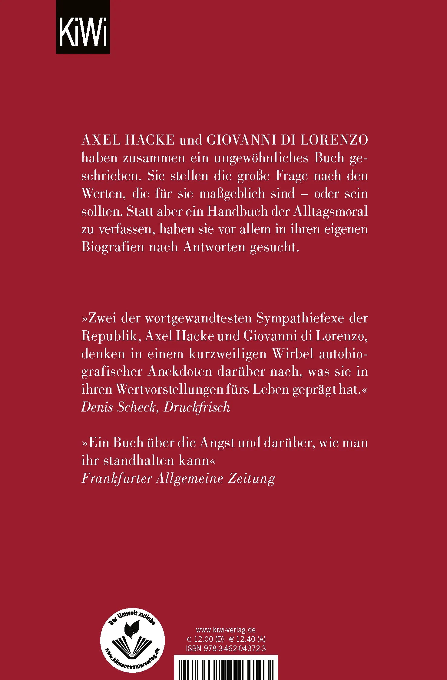 Buchrückseite von 'Wofür stehst du?' mit Klappentext - Taschenbuch