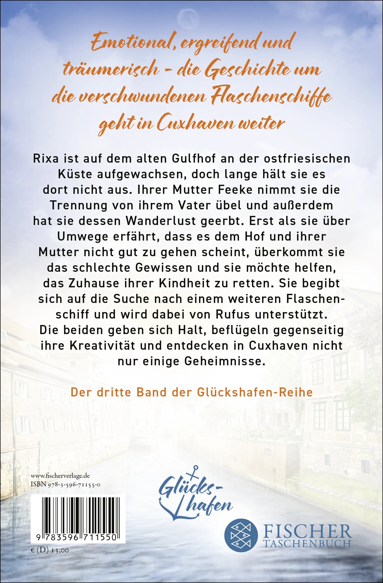 Buchrückseite von 'Wohin die Wünsche fließen' mit Klappentext - Taschenbuch