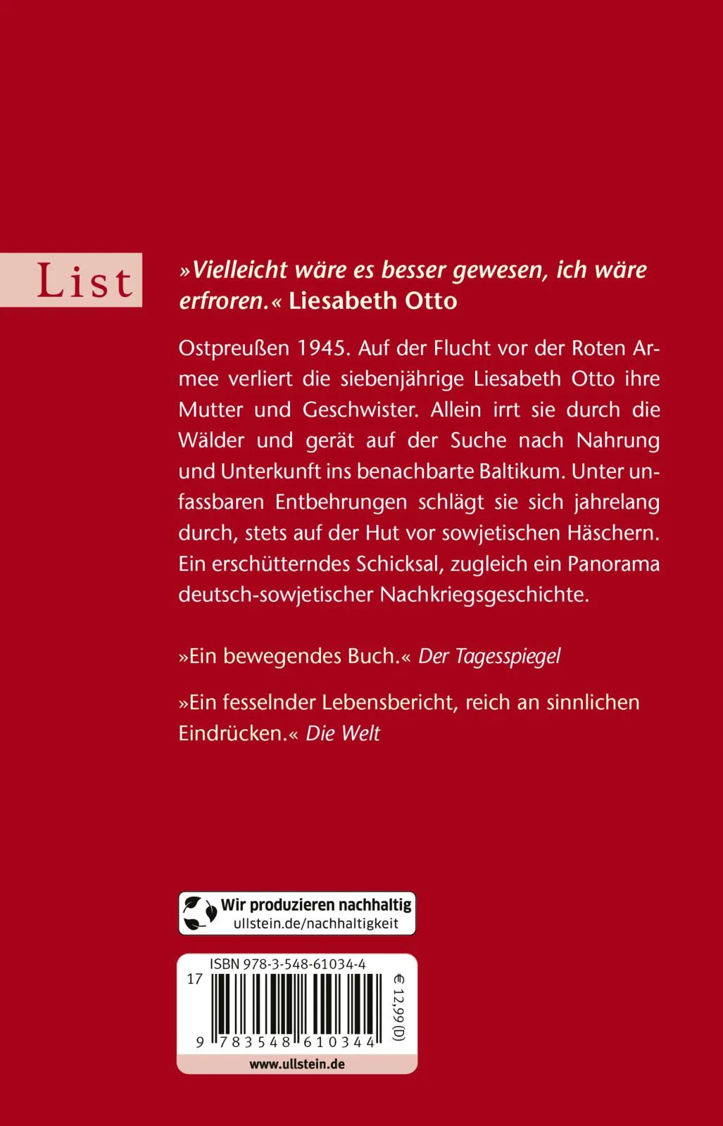 Buchrückseite von 'Wolfskind' mit Klappentext - Taschenbuch