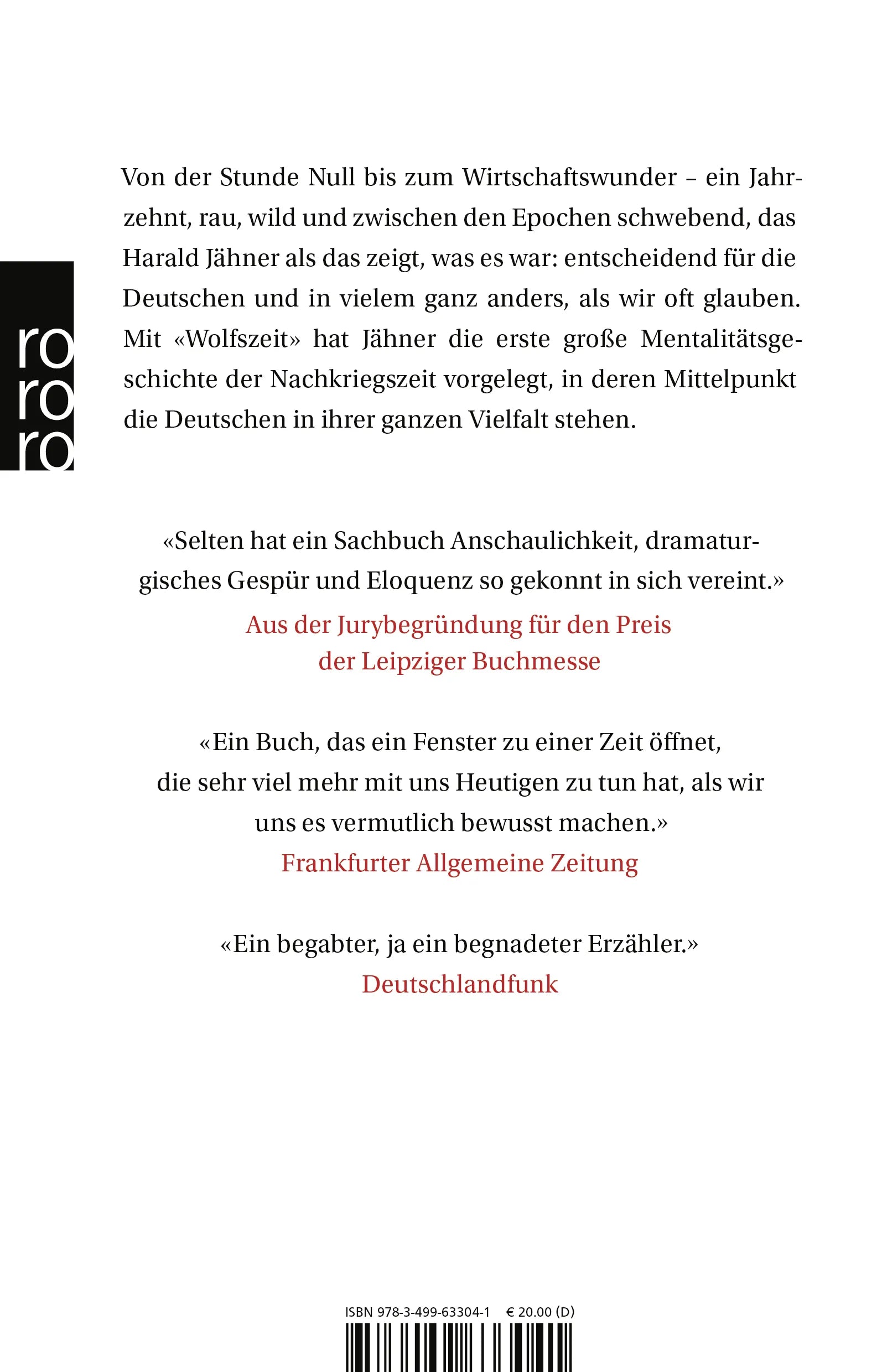 Buchrückseite von 'Wolfszeit' mit Klappentext - Taschenbuch