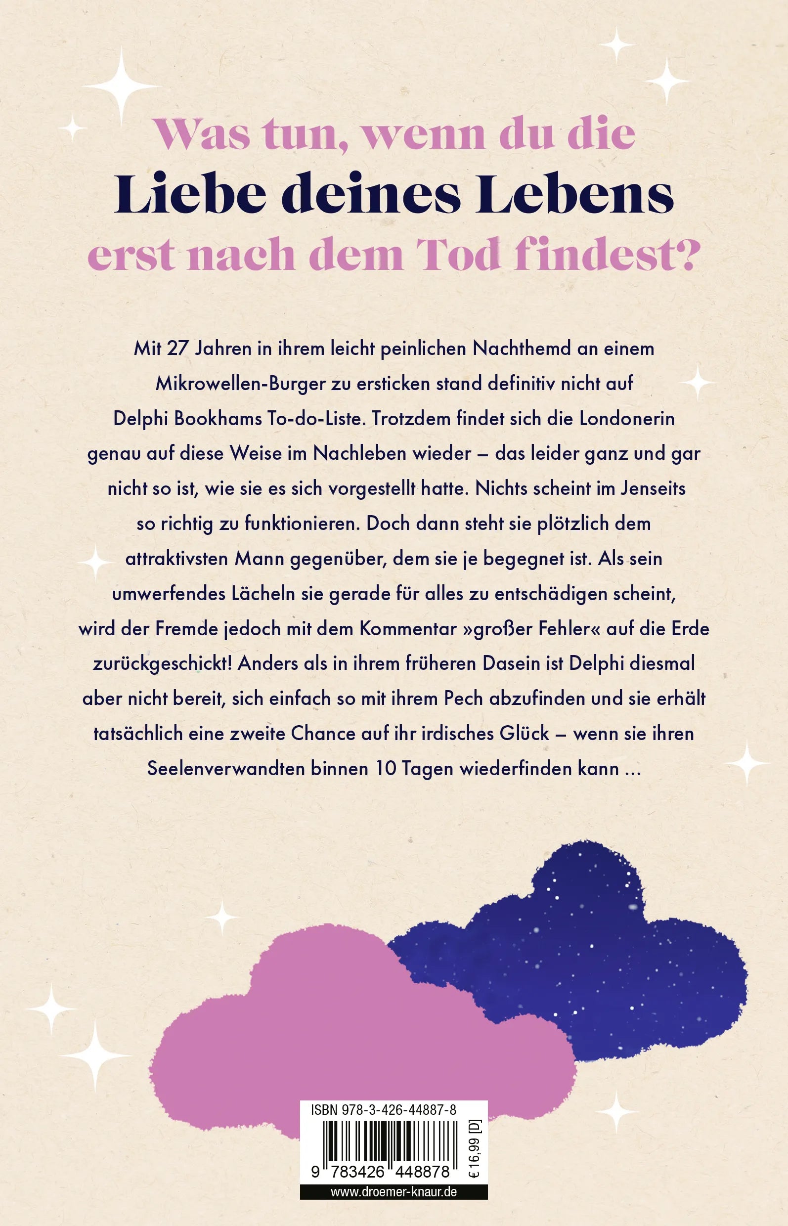 Buchrückseite von 'Wolke Sieben ganz nah' mit Klappentext - Paperback