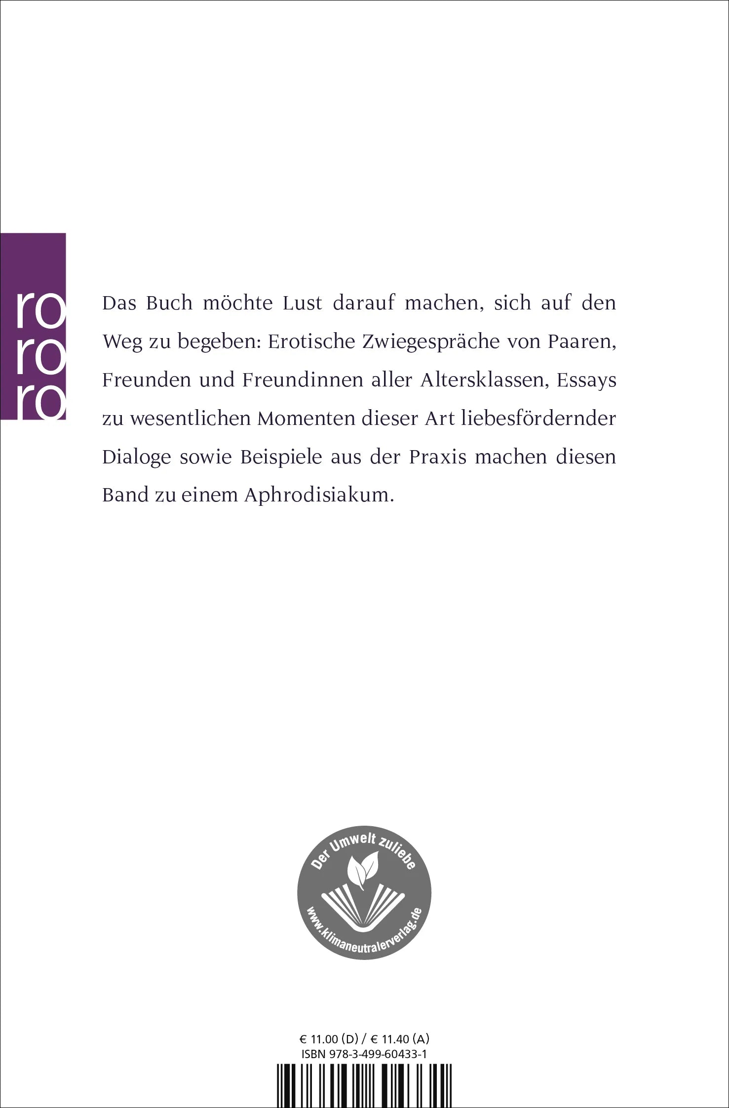 Buchrückseite von 'Worte der Liebe' mit Klappentext - Taschenbuch